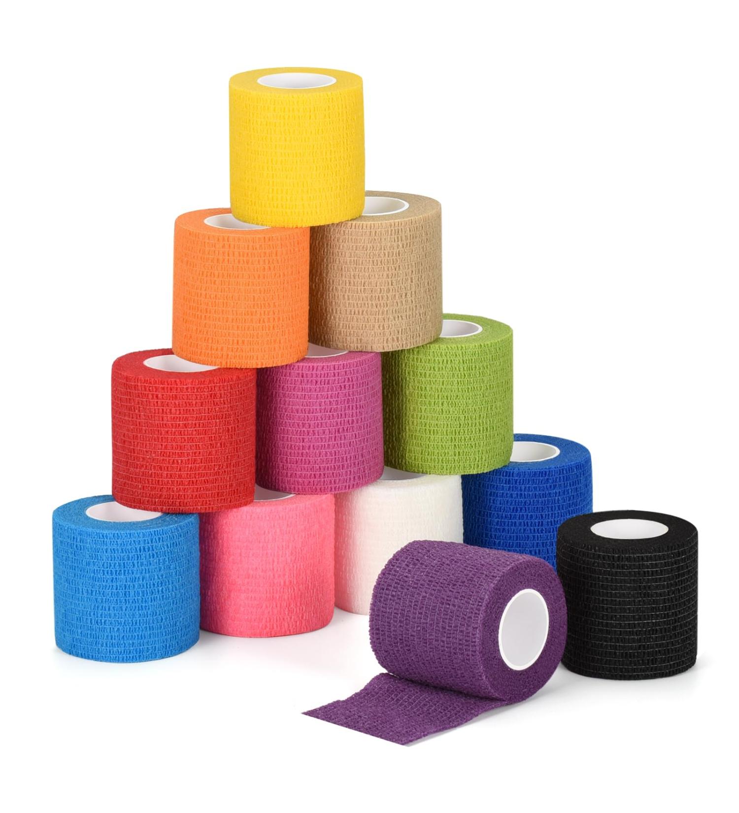 Sagafly 12 Rolls Self-Adhesive Bandage - Elastic First Aid Fixing & Cohesive Bandage for Wrist Ankle & Pet Vet Wrap - International Shipping Available - Buy Online on GoSupps.com