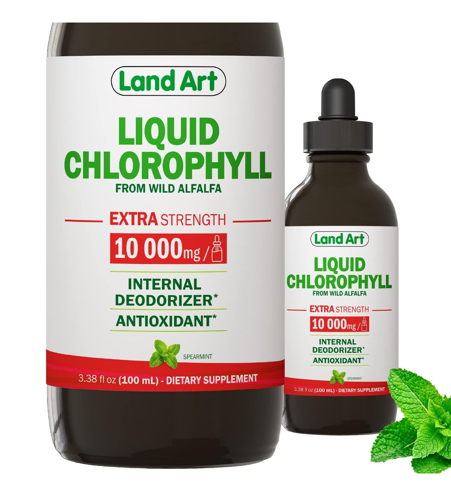 Extra Strength Mint Flavored Liquid Chlorophyll Drops | Cold Extracted from Wild Non-GMO Alfalfa | Detox & Alkaline | Natural Body Deodorant | Antioxidant | 3.38 fl oz - Buy Online on GoSupps.com