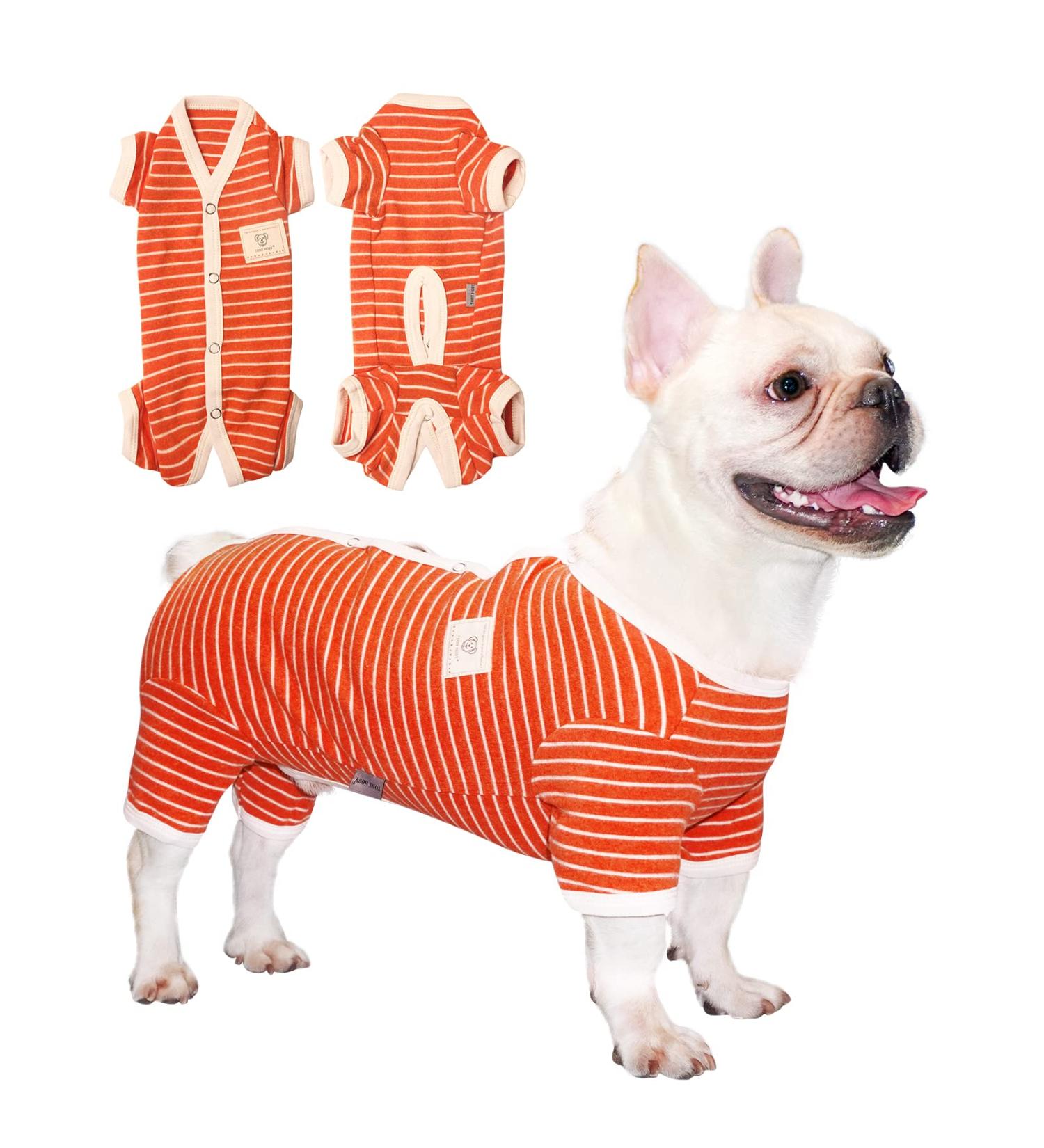 Tony Hoby Dog Shirts - Striped 4-Leg T-Shirt for Small to Large Dogs | Soft Breathable Clothing in Orange (M) - Buy Online on GoSupps.com