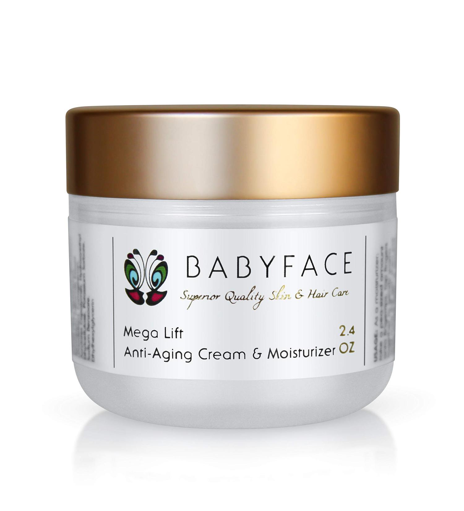 Babyface Mega Lift Creme - Day/Night Moisturizer with Peptides, Vitamin C, AHA's, COQ10 - Buy Online on GoSupps.com