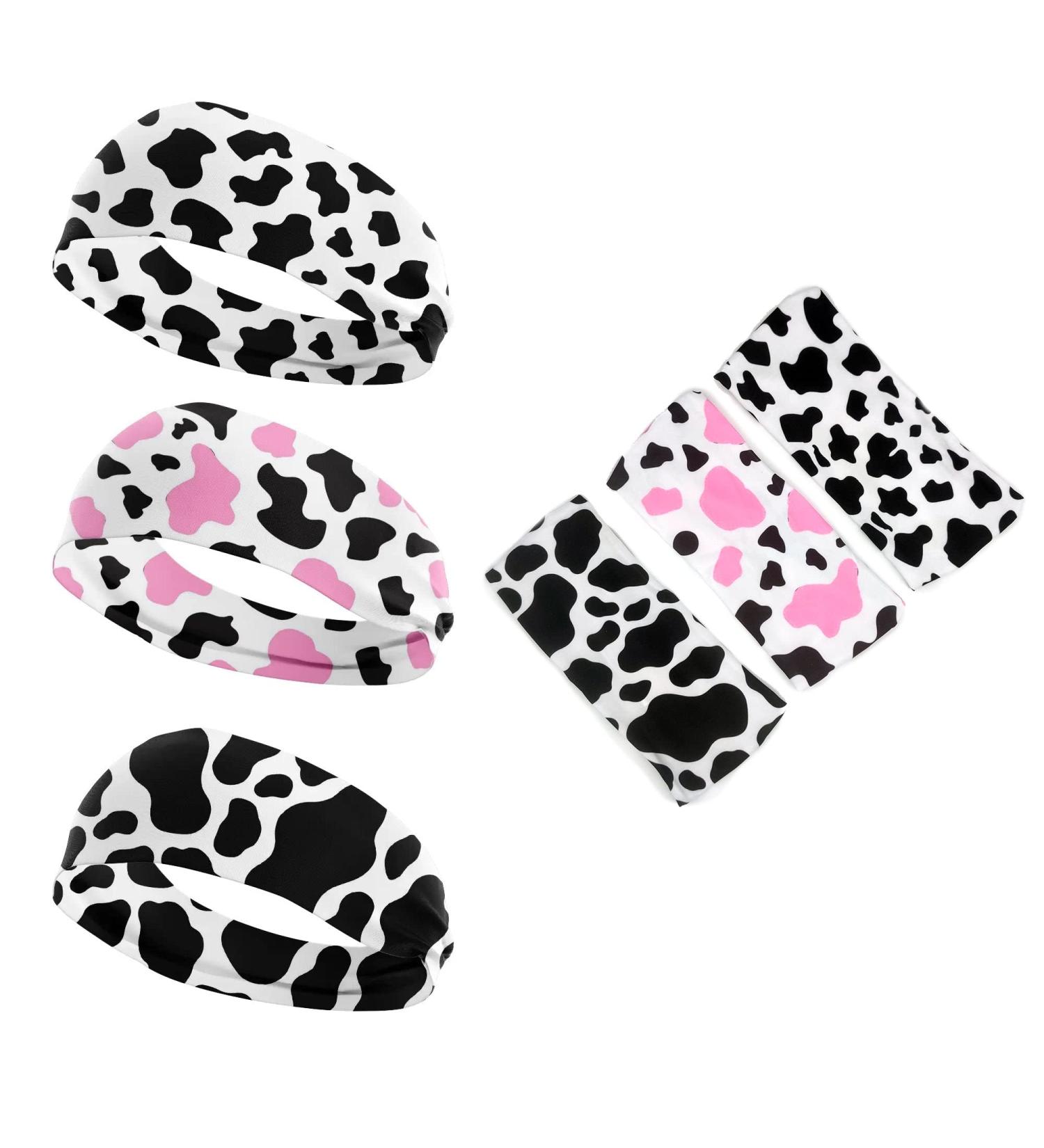 3 Pack Cow Print Spa Headbands for Women - Skincare, Face Wash, Yoga Hair Bands - Animal Print - Buy Online on GoSupps.com
