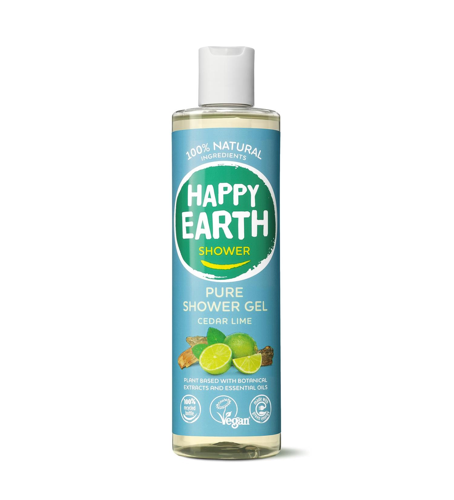  HAPPY EARTH Happy Earth Body Wash for Men and Women 100% Natural Ingredients & Vegan Cedar Lime 300ml - Buy Online on GoSupps.com