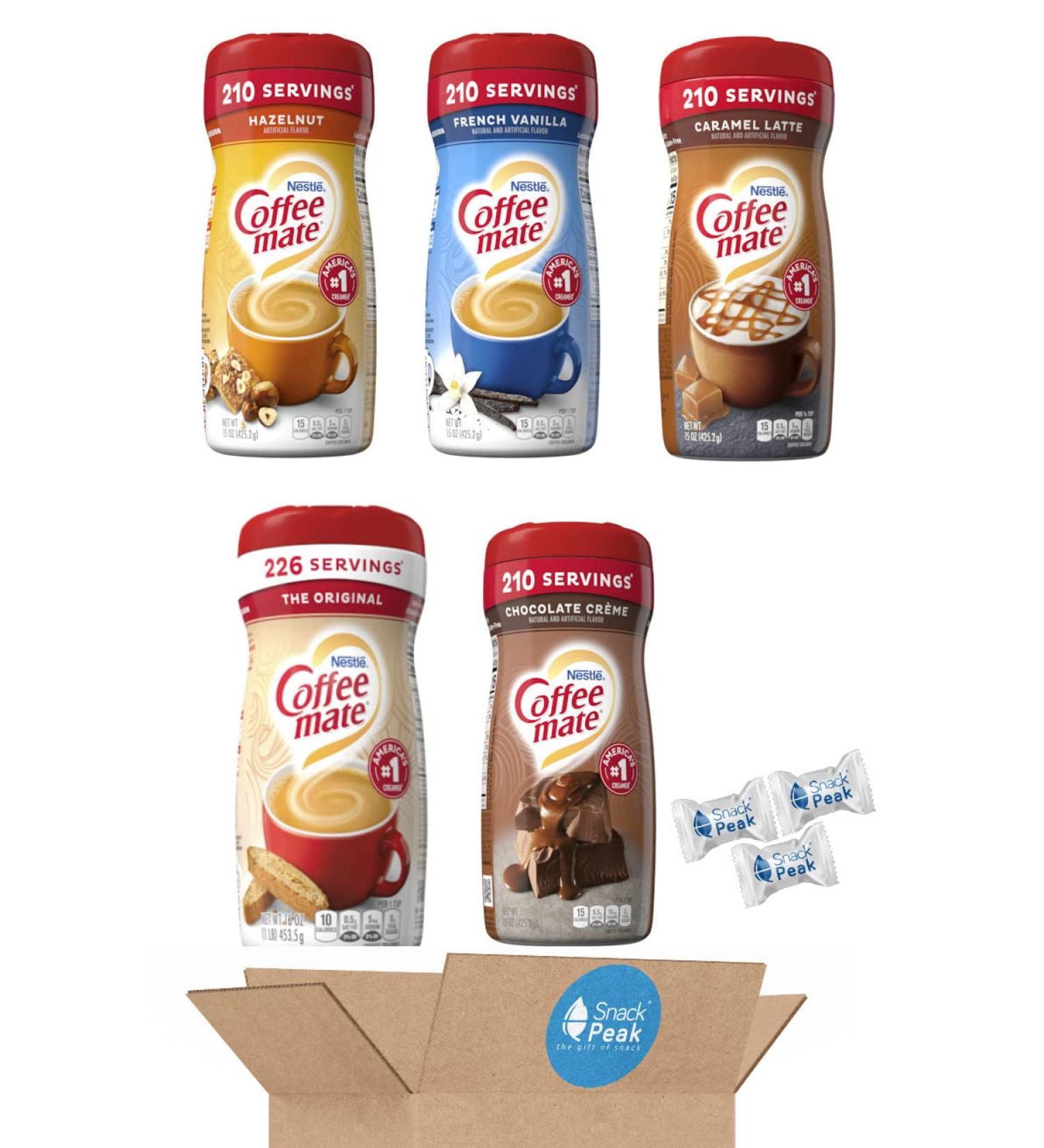 Snack Peak Variety Gift Box - Coffee Mate Powdered Creamer with Hazelnut, Chocolate Cr me, Original, Caramel Latte, and French Vanilla Flavors - Buy Online on GoSupps.com