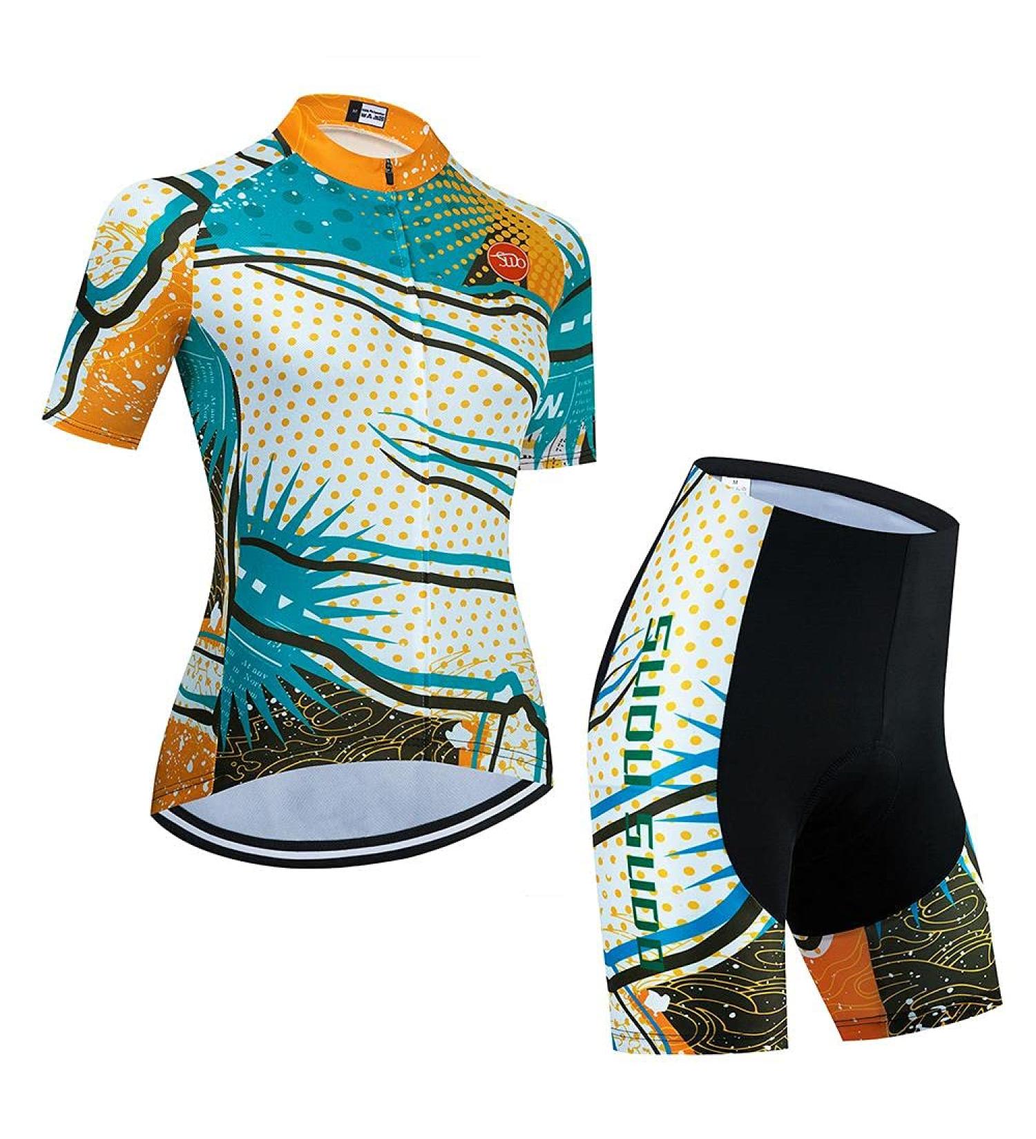 Women's Bicycle Clothing | Summer Bike Jersey Set & Gel Cycling Cushions | Multicolored Breathable Short-Sleeved M NV-15 - Buy Online on GoSupps.com