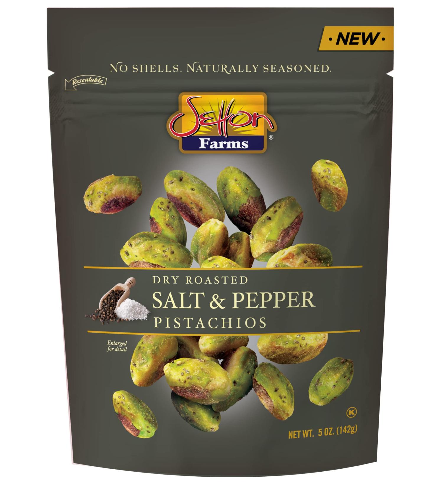 Setton Farms Salt & Pepper Pistachio Kernels | Non-GMO, Gluten-Free, Vegan, Kosher | 5 oz Resealable Pouch - Buy Online on GoSupps.com