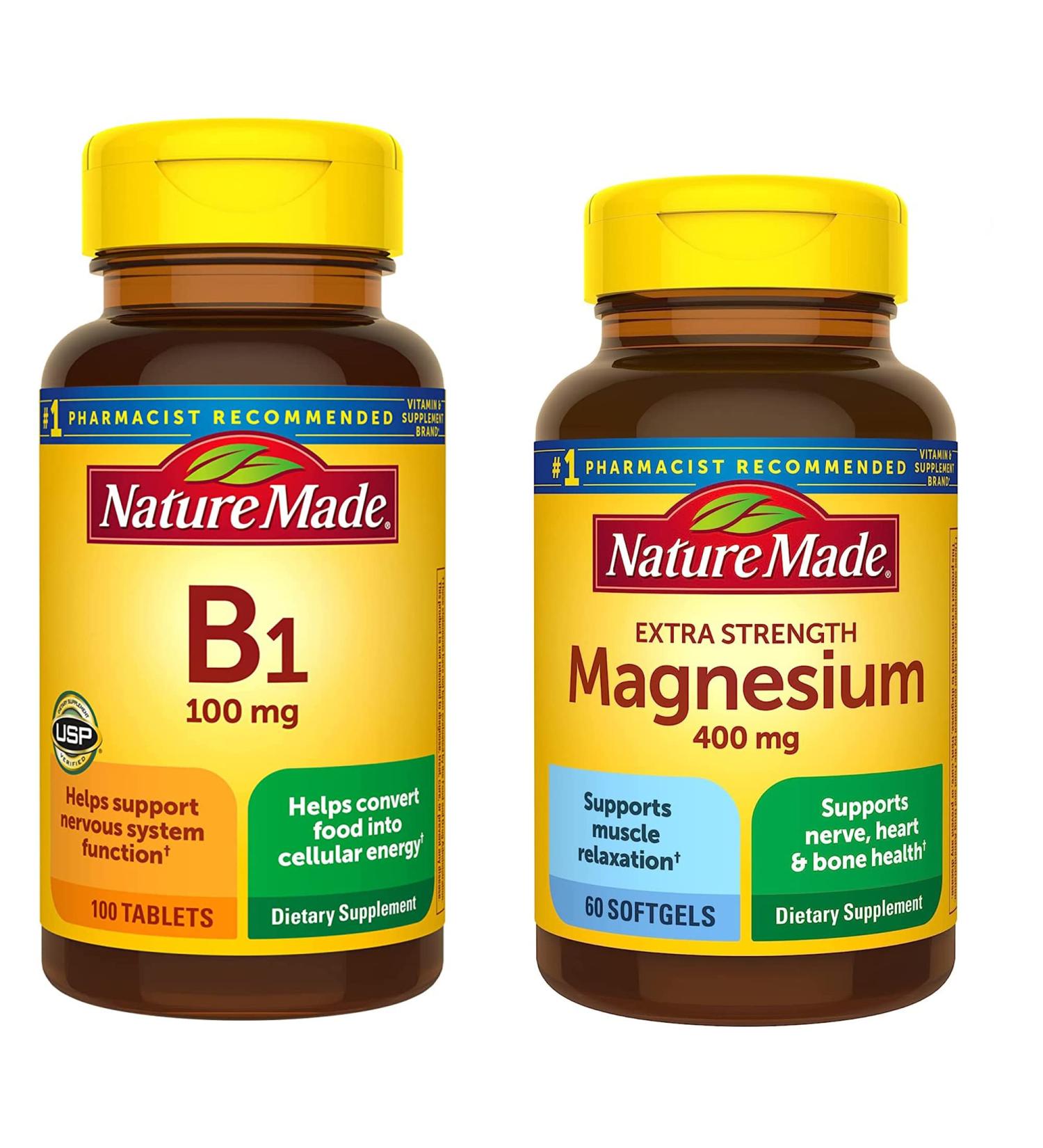 Nature Made Vitamin B1 100mg + Extra Strength Magnesium Oxide 400mg - Buy Online on GoSupps.com