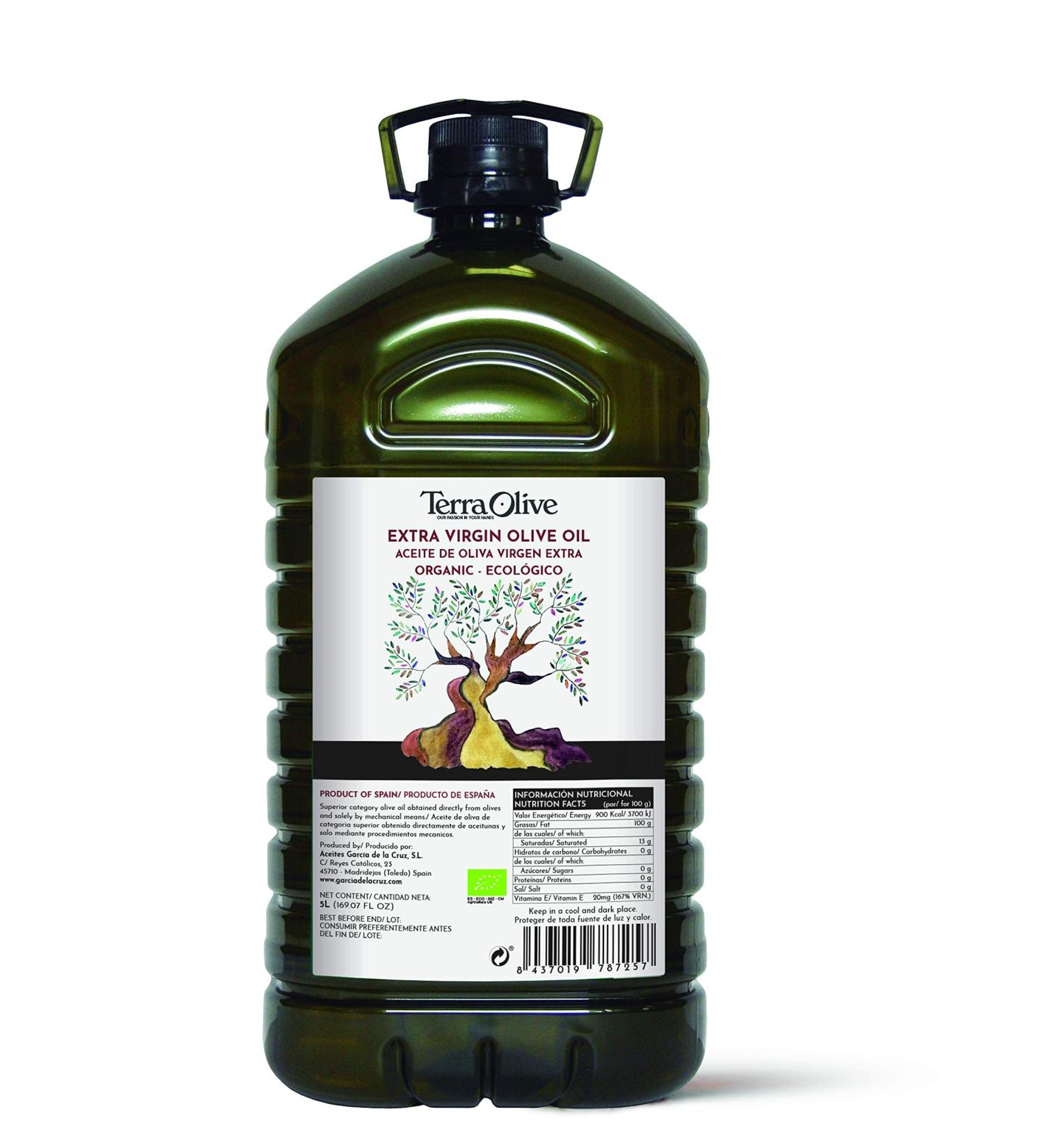 Terraolive - Organic Extra Virgin Olive Oil 5L from Montes de Toledo Spain | Premium Cooking Oil Smooth Flavor in Eco-Friendly PET Container - Buy Online on GoSupps.com