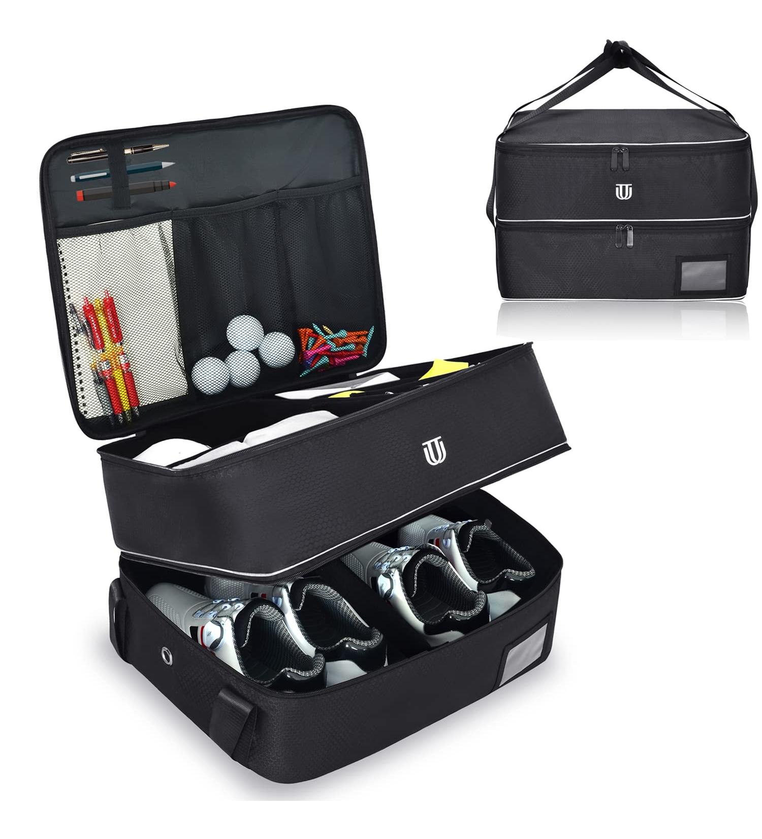 Jaffzora Golf Trunk Organizer - Waterproof 2-Layer Car Locker Bag for Golf Gear and Shoes - Perfect Gifts for Men - Black - Buy Online on GoSupps.com