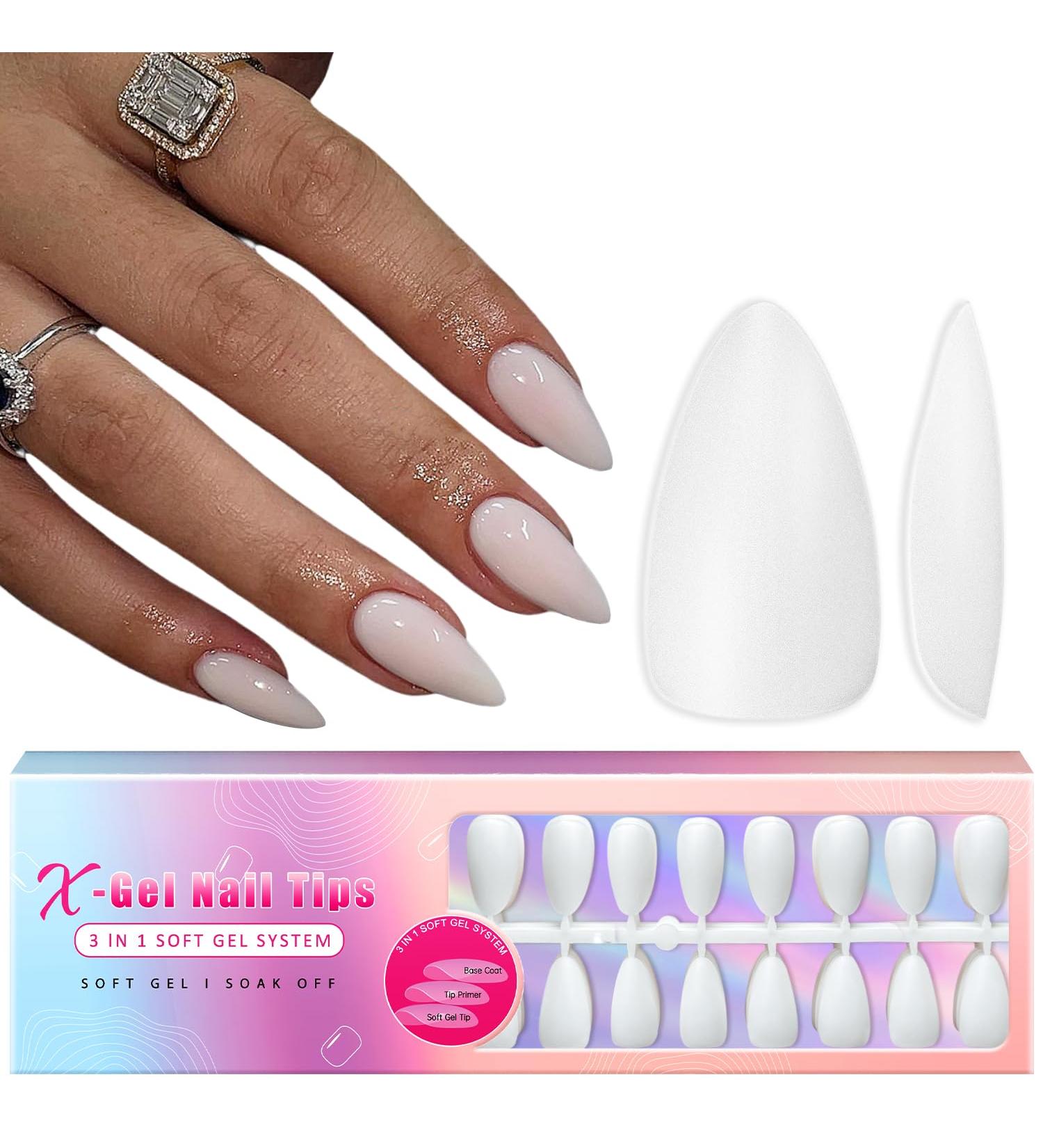 300 PCS White Gel Nail Tips - Medium Almond & Stiletto Pre-Colored Press-On Nails Kit DIY Nail Art in 15 Sizes - Sturdy Gel Tips for Perfect Nails - Buy Online on GoSupps.com