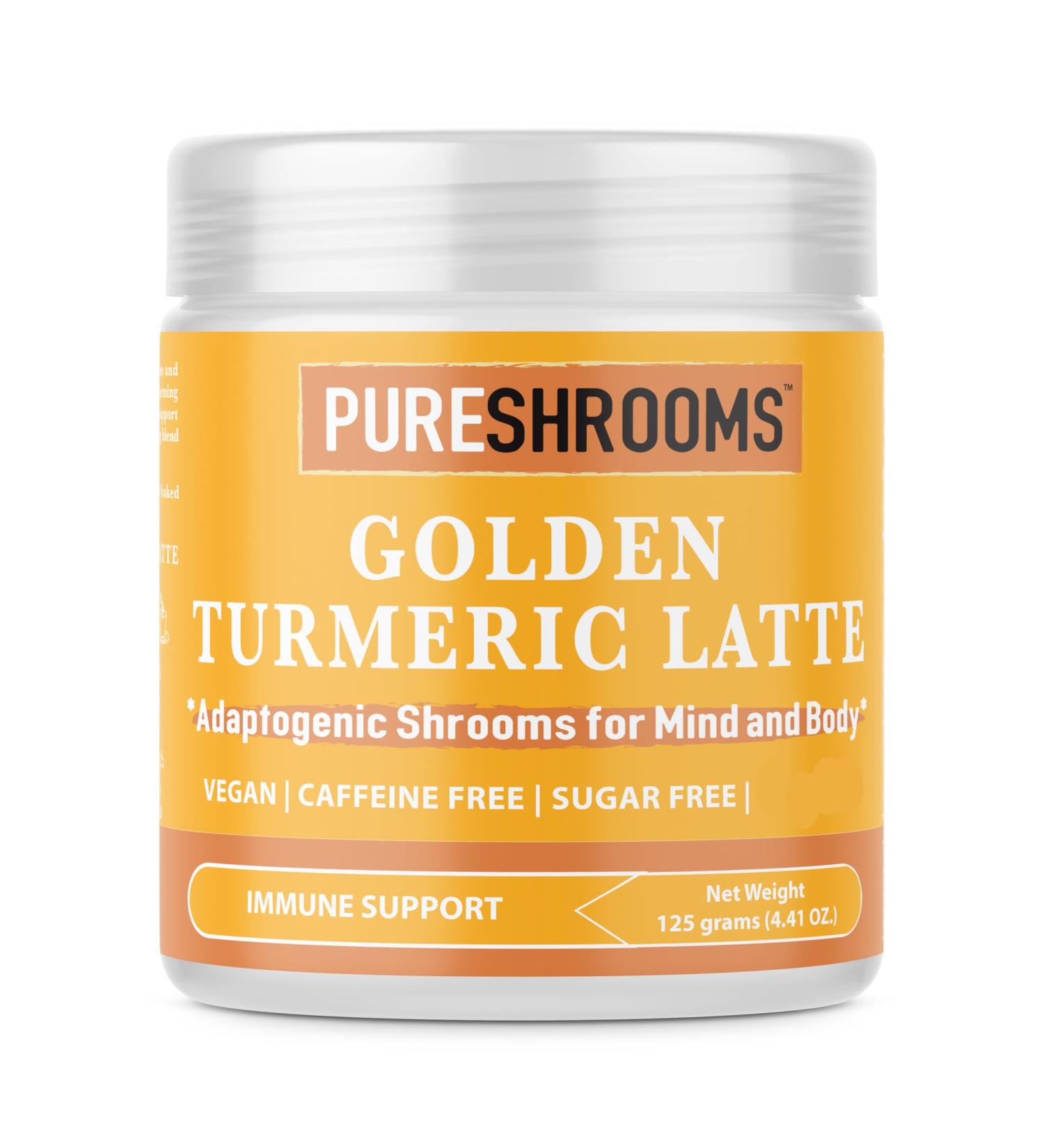 Golden Milk Turmeric Latte - Ultra Concentrated Superfoods - Lion's Mane & Turkey Tail Mushroom Ceylon Cinnamon Black Pepper Extract Tea Blend - Dairy-Free Made in Canada 30 Servings (125 grams) - Buy Online on GoSupps.com