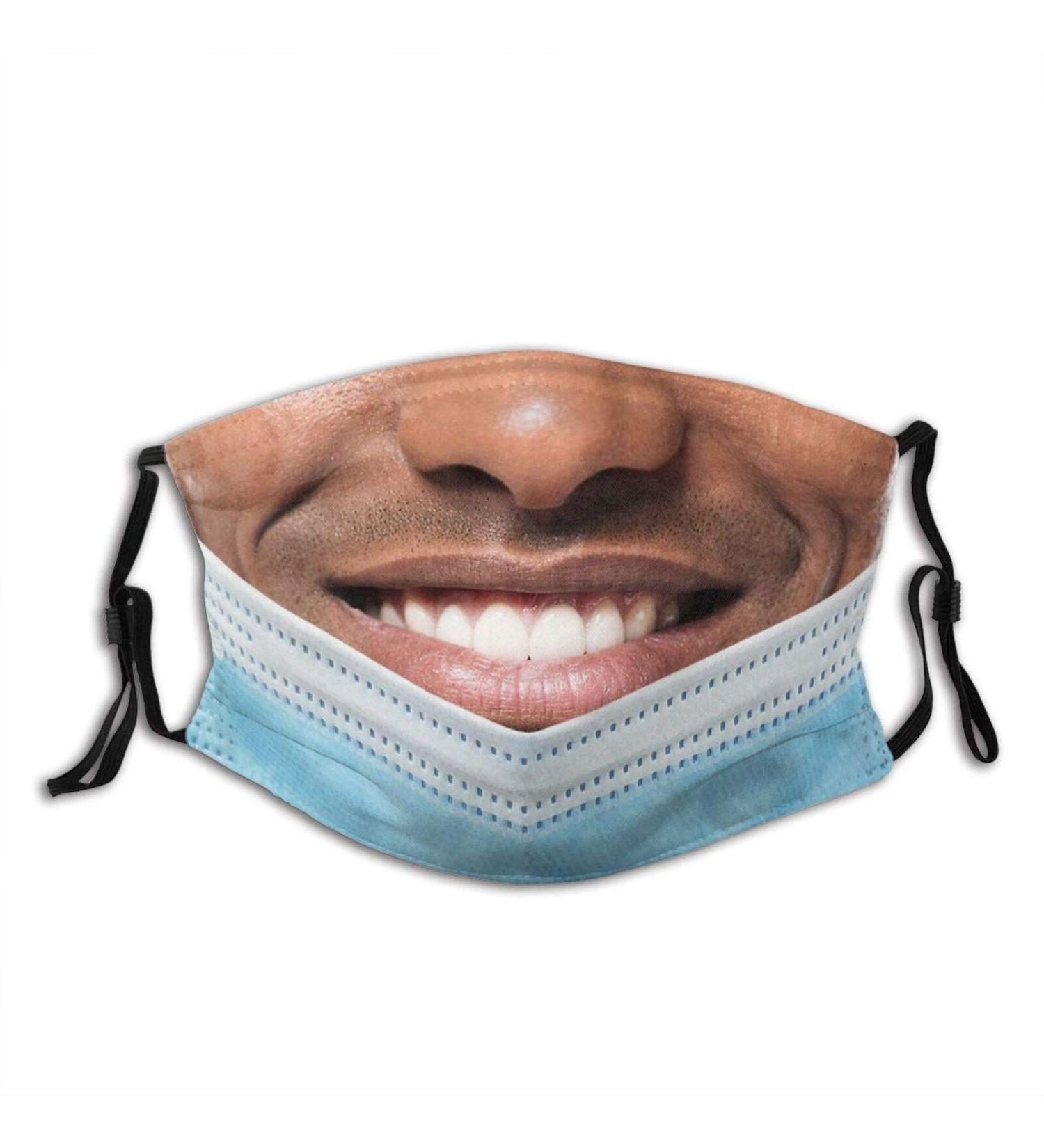 PPFINE Funny Beard Mustache Face Mask Washable Face Bandanas Balaclava Reusable Fabric with 2 Filters Gift for Adult Men Black Man Funny Smiling Mouth Fake 1 Count (Pack of 1) - Buy Online on GoSupps.com