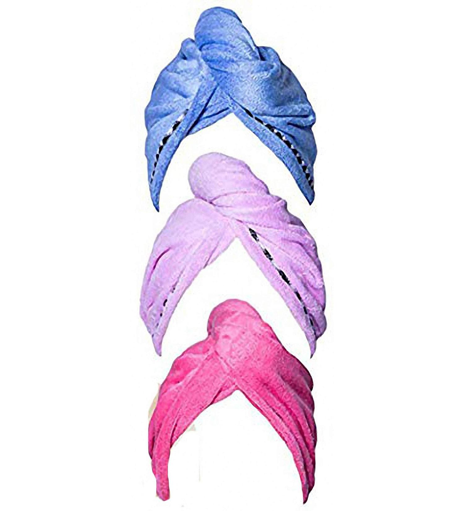 Ulalaza Microfiber Hair Towel for Women - 3 Pack Drying Turban Twist Wrap with Buttons for Quick Drying - Buy Online on GoSupps.com