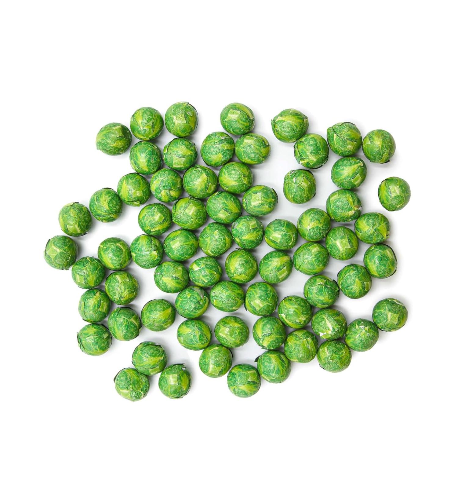 300g Bag of Festive Milk Chocolate Balls Wrapped in Brussels Sprouts Foil - Great for All Occasions - Stocking Filler Favours Party Gift or Sharing Treats for All - Buy Online on GoSupps.com