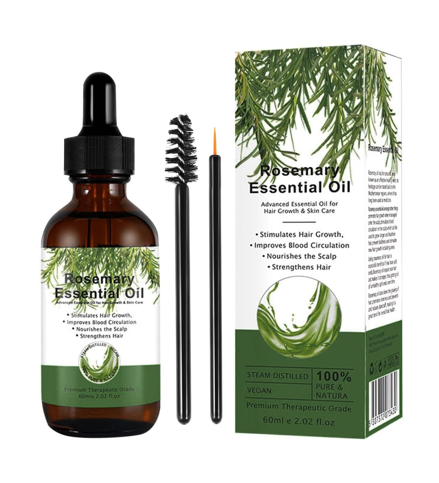 Rosemary Essential Oil for Hair Growth-60ML Rosemary Oil 100% Pure Hair Care Essential Oil Strengthens Hair Roots and Nourishes the Scalp for Women&Men - Buy Online on GoSupps.com