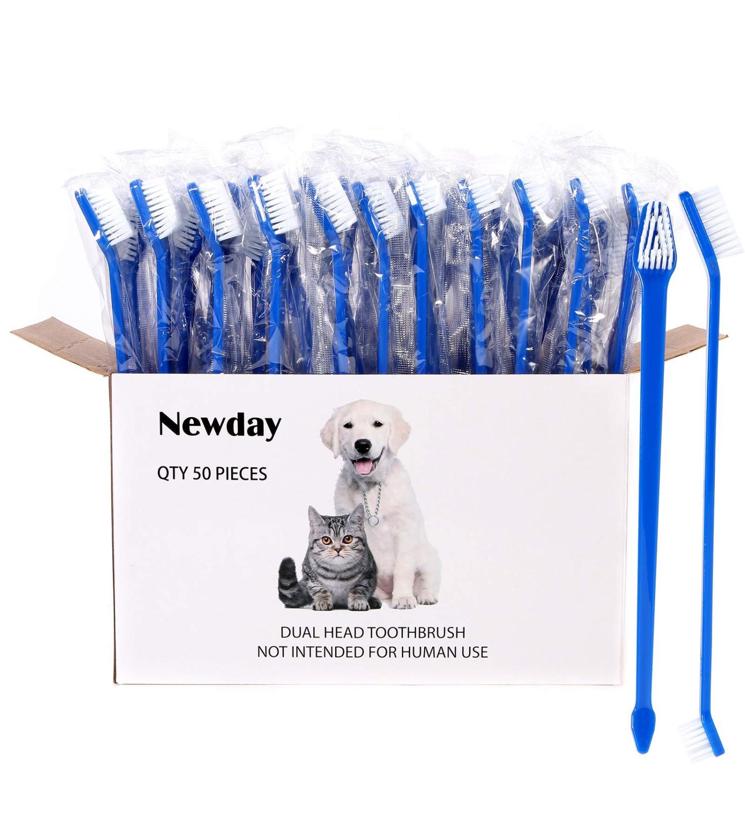 50-Pieces Double-Headed Dog/cat Pet Toothbrush - Easy Safe Dog Cat Dental Care Teeth Clean (Blue) - Buy Online on GoSupps.com
