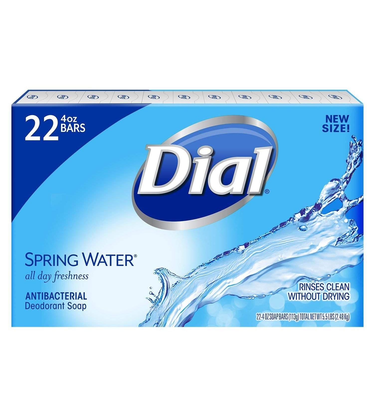 Dial Antibacterial Deodorant Soap Spring Water (4.0 oz 22 ct.)