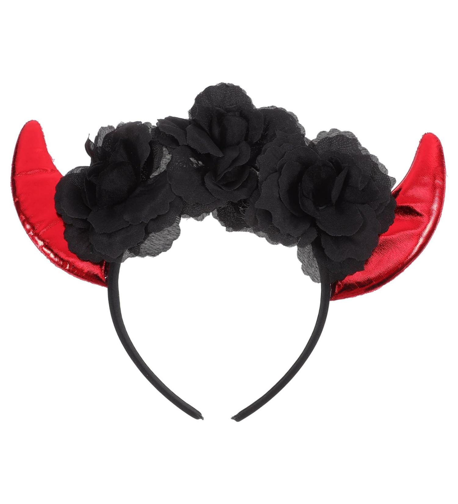 Beaupretty Halloween Horn Headband Horn Flower Headbands Gothic Black Horn Devil Hair Accessories for Halloween Costume - Buy Online on GoSupps.com