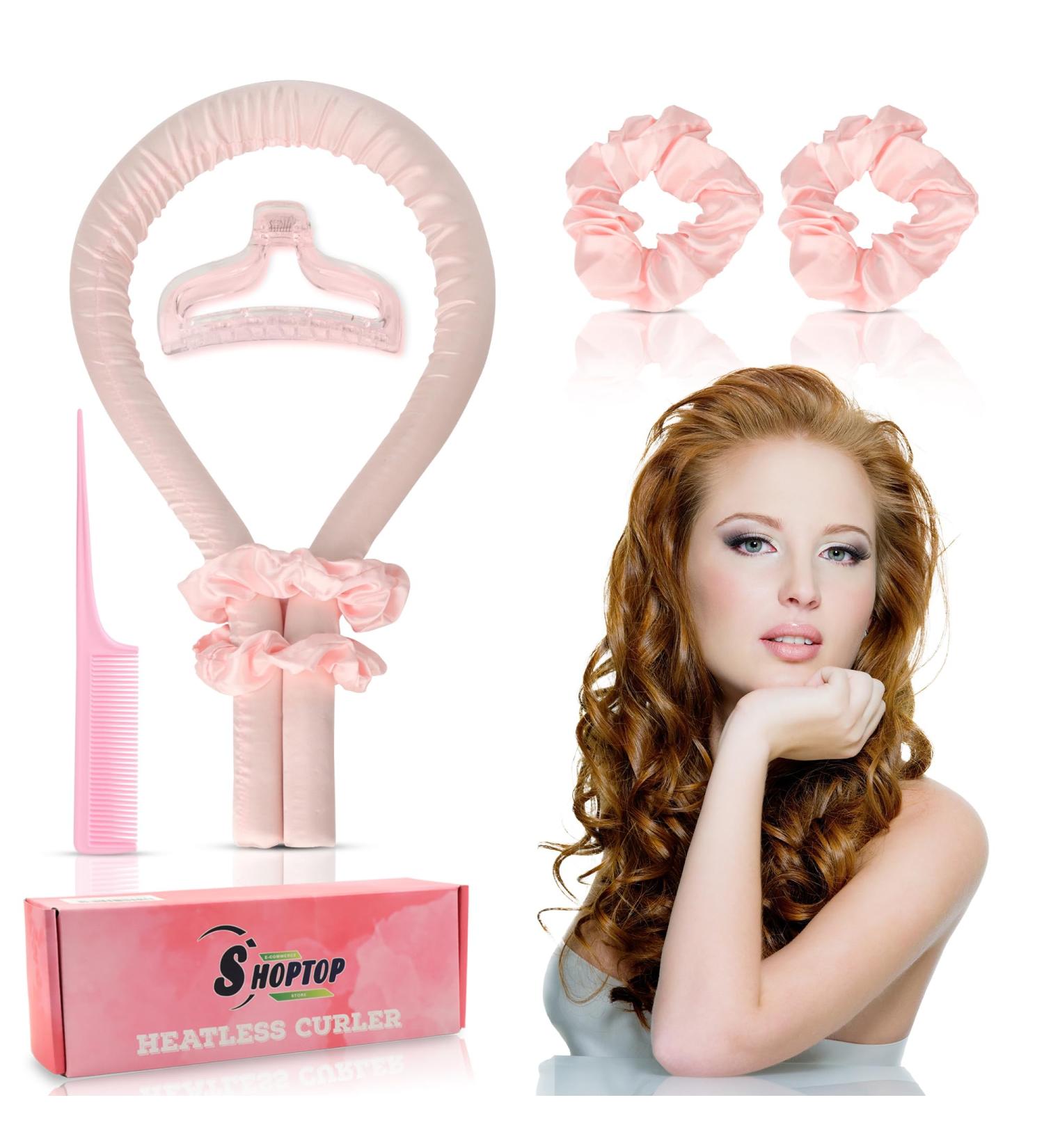SHOPTOP Heatless Curlers Headband - Set of Heatless Hair Curlers for Natural Waves - Pink Hair Accessories for Women and Girls - Buy Online on GoSupps.com
