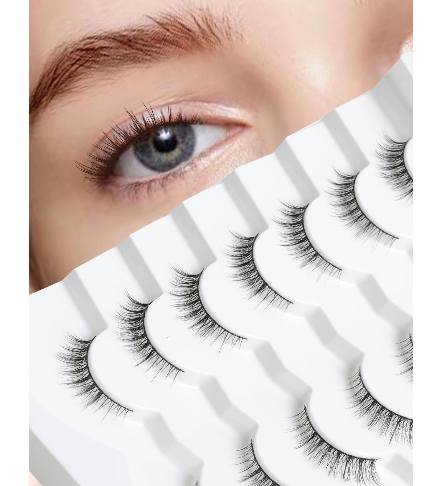 Natural Wispy 3/4 Eye Lashes | Gradient Volume Short False Eyelashes - 7 Pairs HL50 - Shop Internationally - Buy Online on GoSupps.com