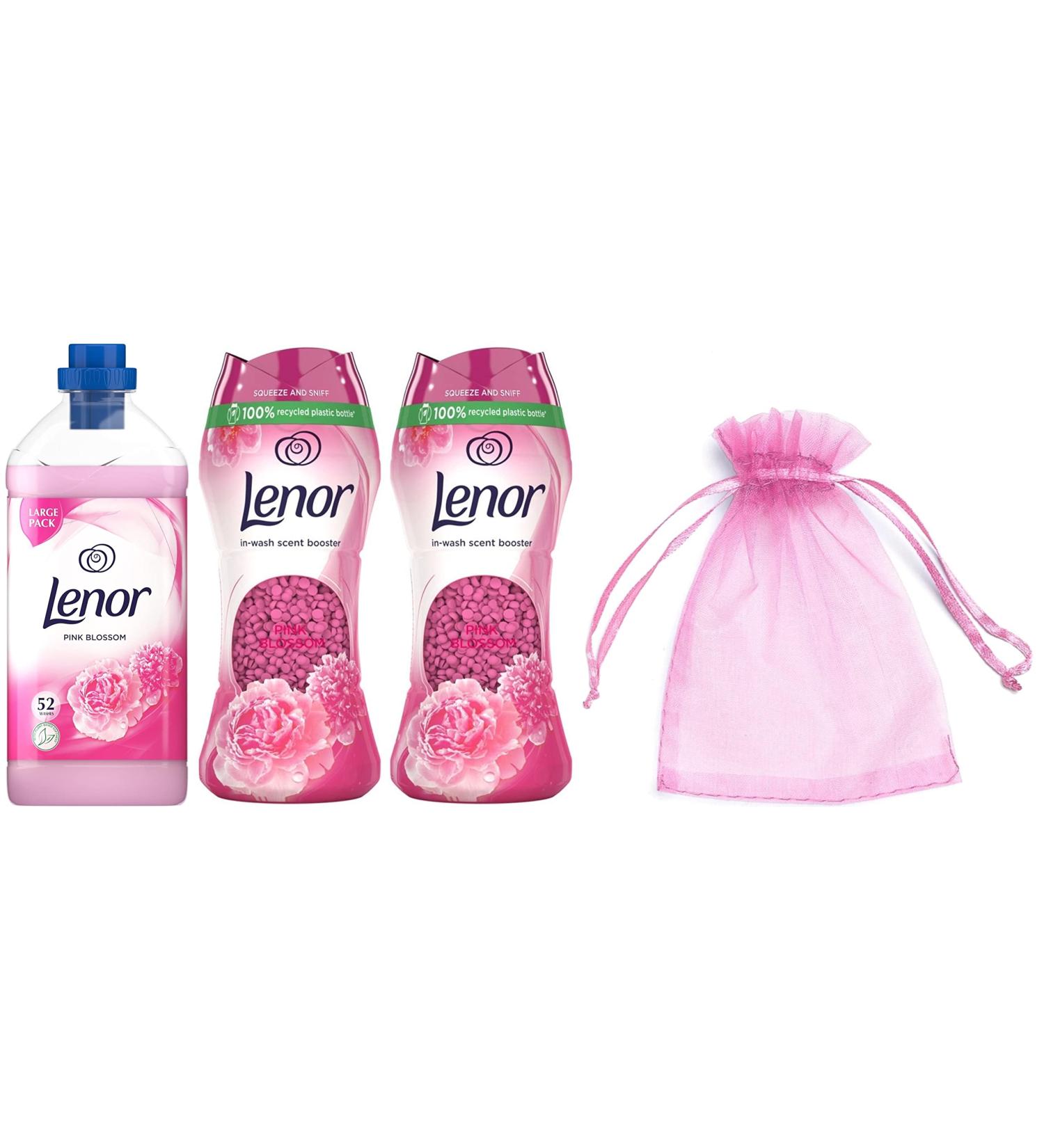 Lenor Fabric Conditioner Pink Blossom 1Pk 52Washes 1820ml + Lenor in-Wash Scent Booster Beads Pink Blossom 2Pk 2 x 176gr + Our Gift for You: Organza Bag Size 9x7x0.1cm - Buy Online on GoSupps.com
