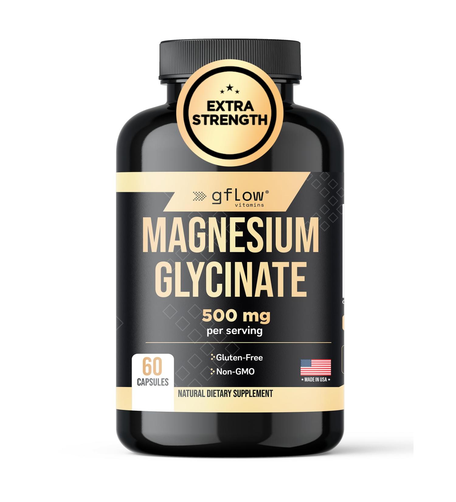 Gflow Vitamins Magnesium Glycinate Supplement for Calm and Sleep | Supplement in Capsules Made in The USA - Buy Online on GoSupps.com