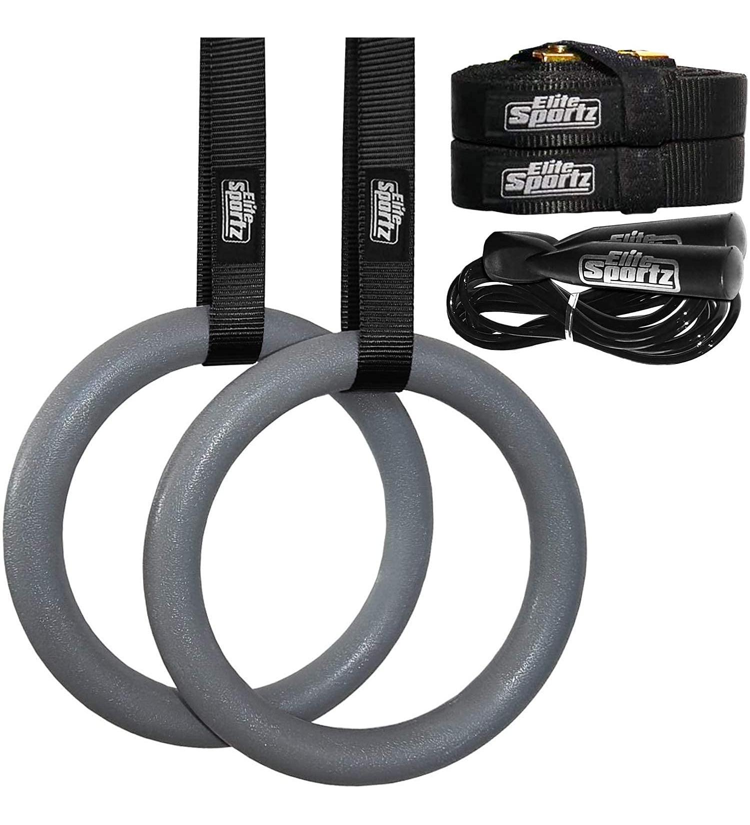 Elite Sportz Gymnastic Rings - Total Body Strength Training Set for Pull Ups - Non Slip Olympic Rings for Indoor Workouts - Buy Online on GoSupps.com