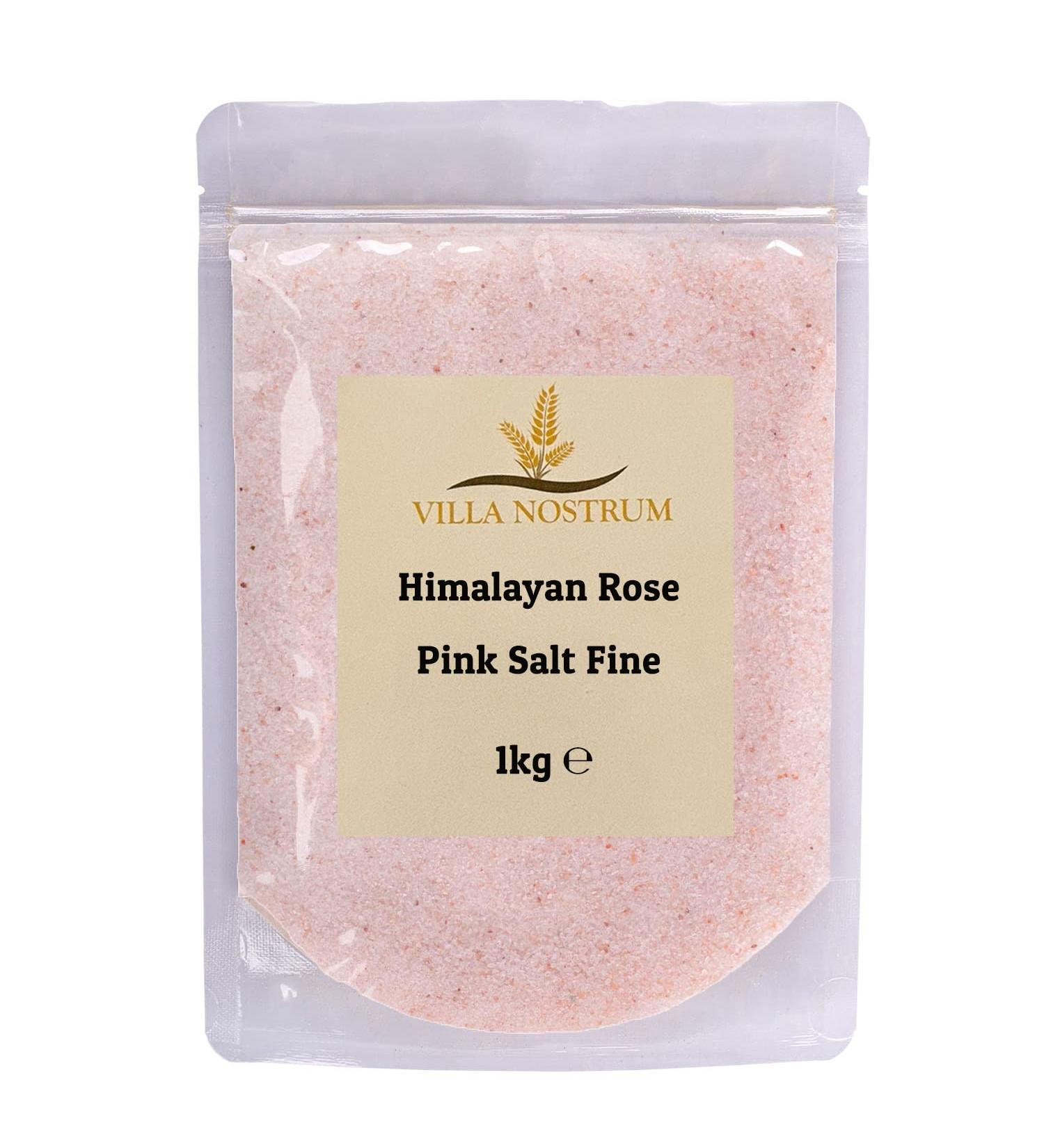 Himalayan Rose Pink Salt (Fine) 1kg | Unrefined No Additives Resealable Pouch by Villa Nostrum - Buy Online on GoSupps.com