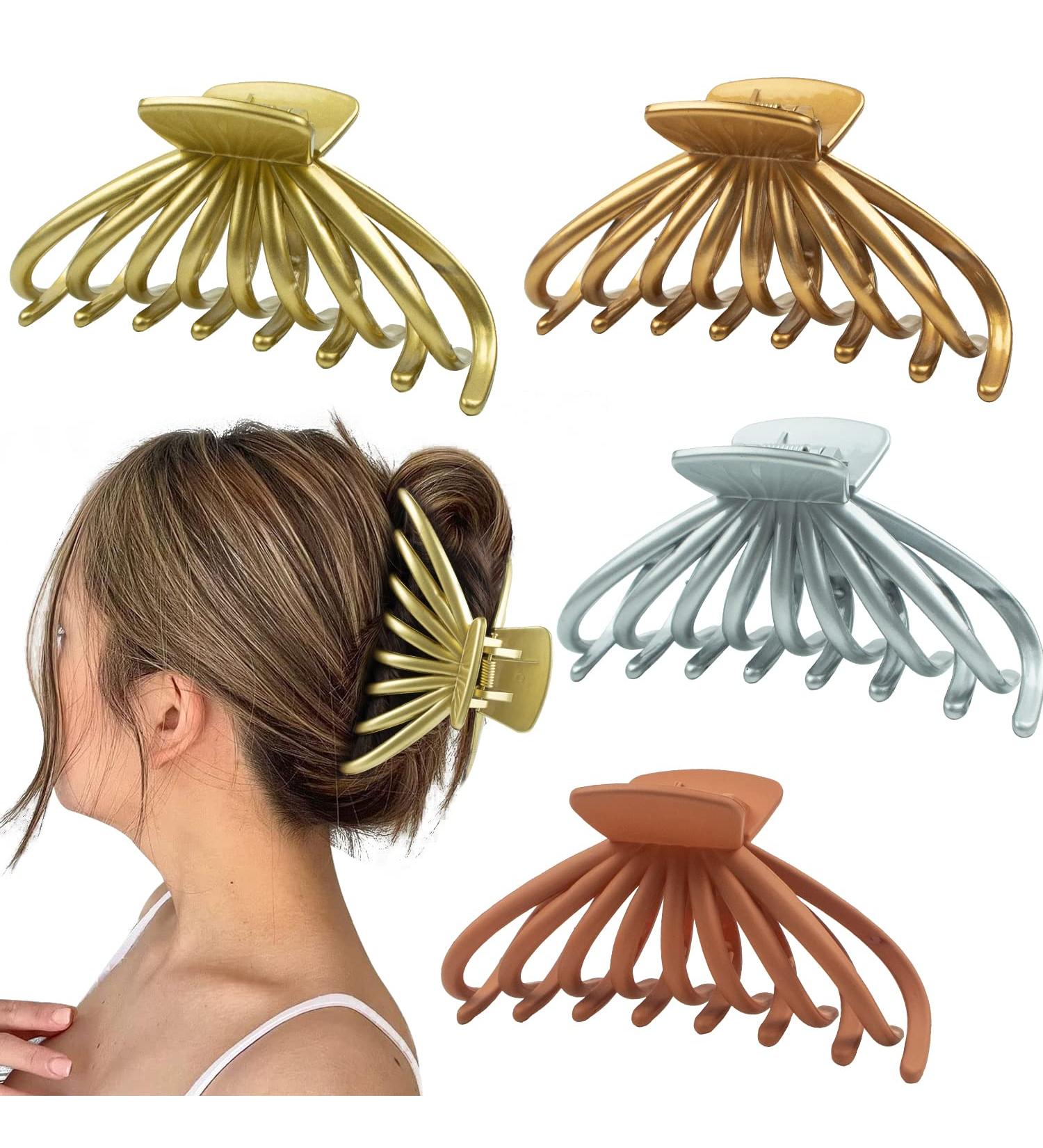 4 Pack Extra Large Hair Claw Clips for Women - Strong Hold Matte Banana Clips - Vintage Style - Perfect for Long Curly Hair - Multi-color - Buy Online on GoSupps.com