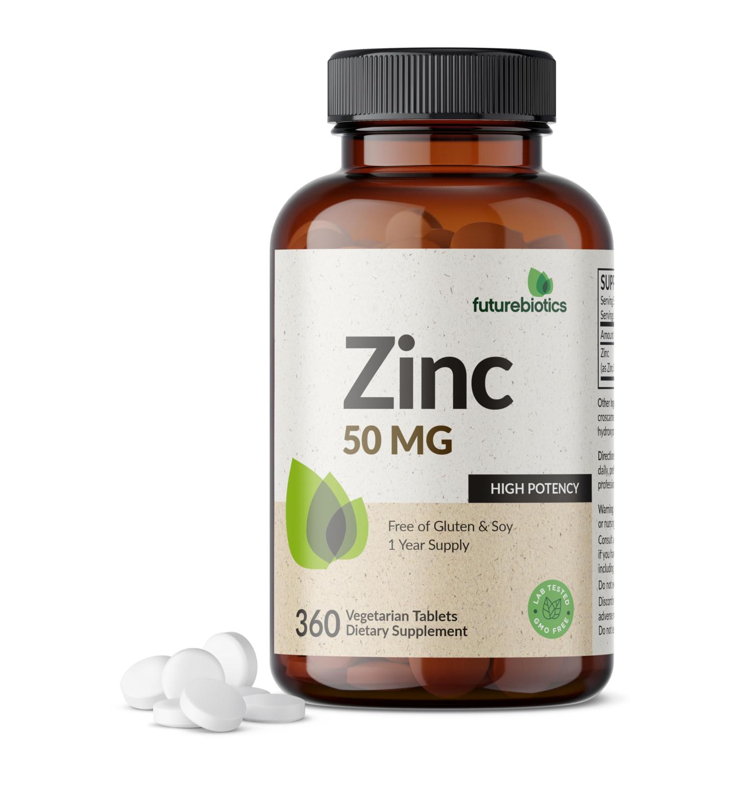 Futurebiotics Zinc 50 MG High Potency 1 Year Supply - Non-GMO 360 Vegetarian Tablets - Buy Online on GoSupps.com