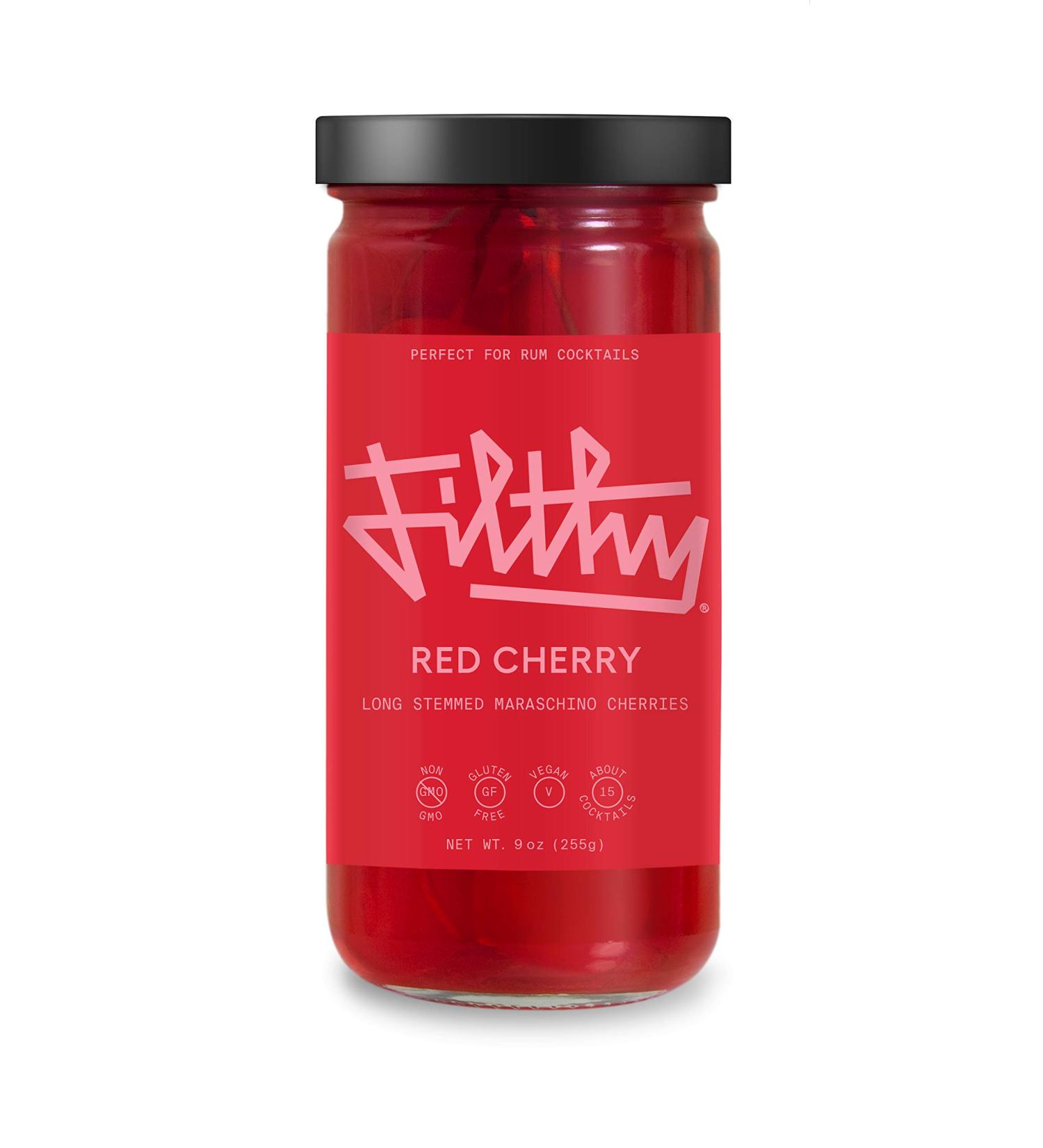 Premium Filthy Red Maraschino Cherries - Vegan & Gluten Free Cocktail Garnish - 9oz Jar - Buy Online on GoSupps.com