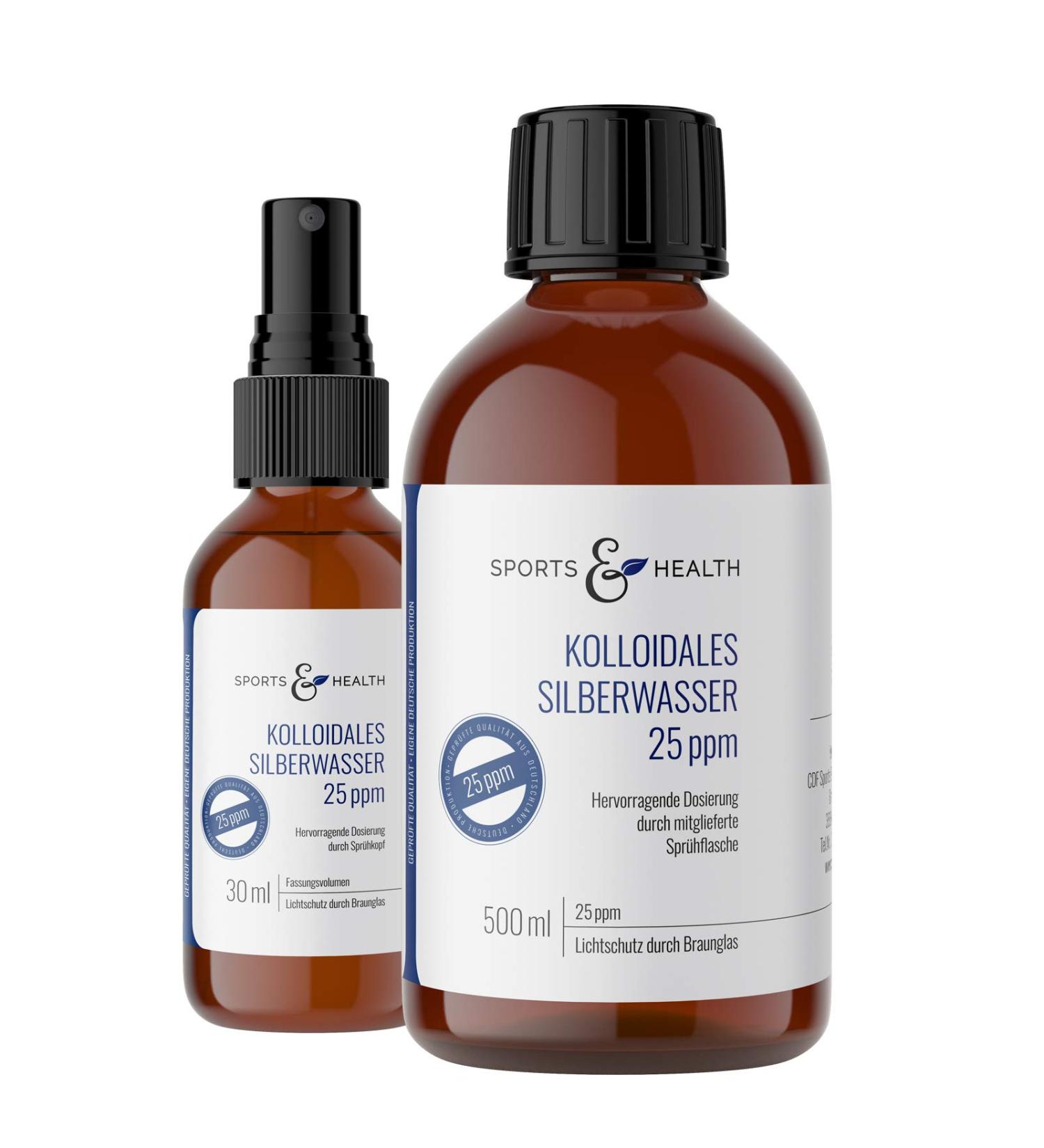 Colloidal Silver 25ppm - 500ml Brown Glass Bottle Extra Spray - Made in Germany - International Shipping Available - Buy Online on GoSupps.com