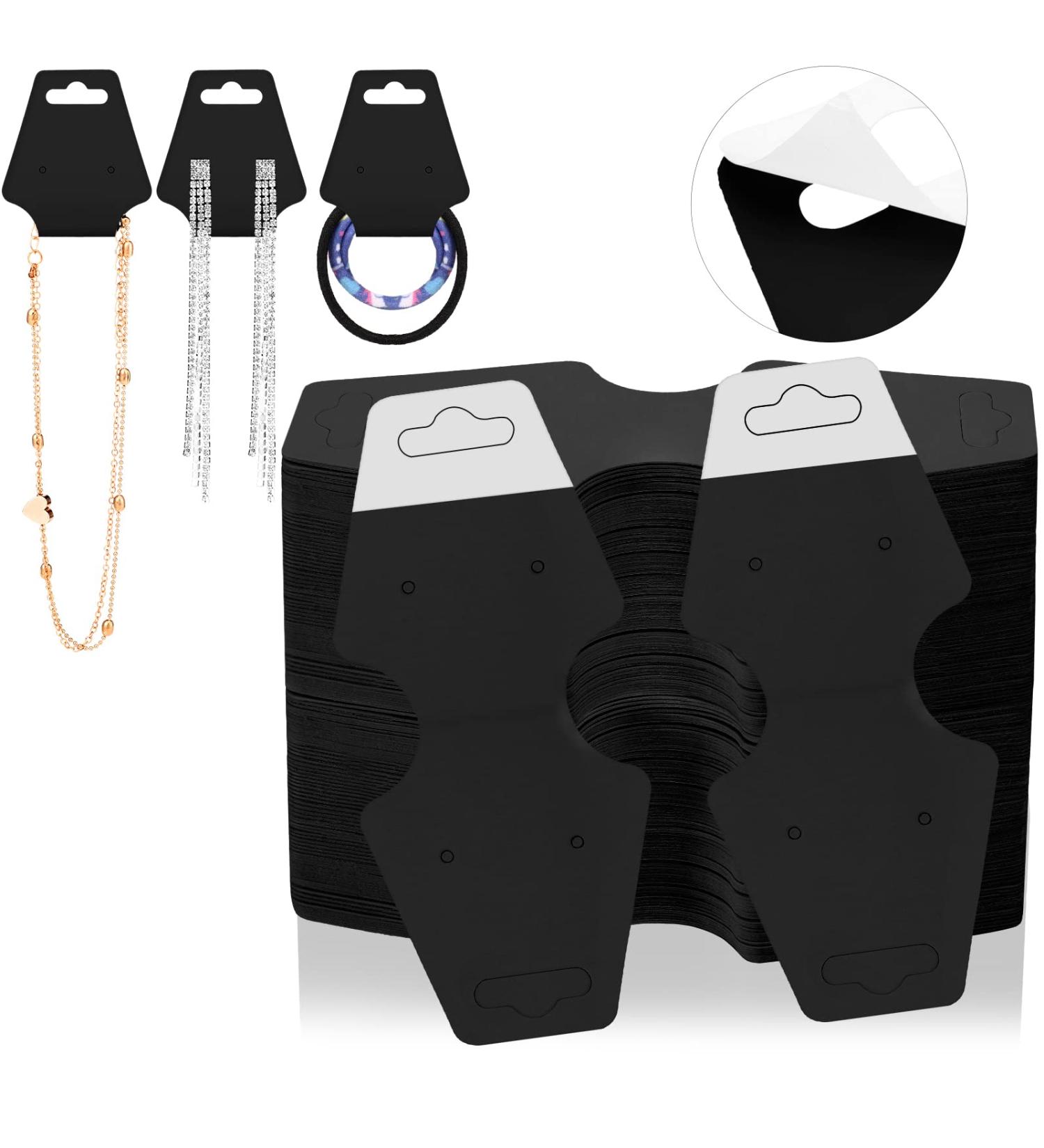 Eersida 500 Pcs Kraft Necklace Display Cards - Adhesive Jewelry Packaging for Choker, Earring, Hairband - Black Bracelet Holder for Small Business Supplies - Buy Online on GoSupps.com