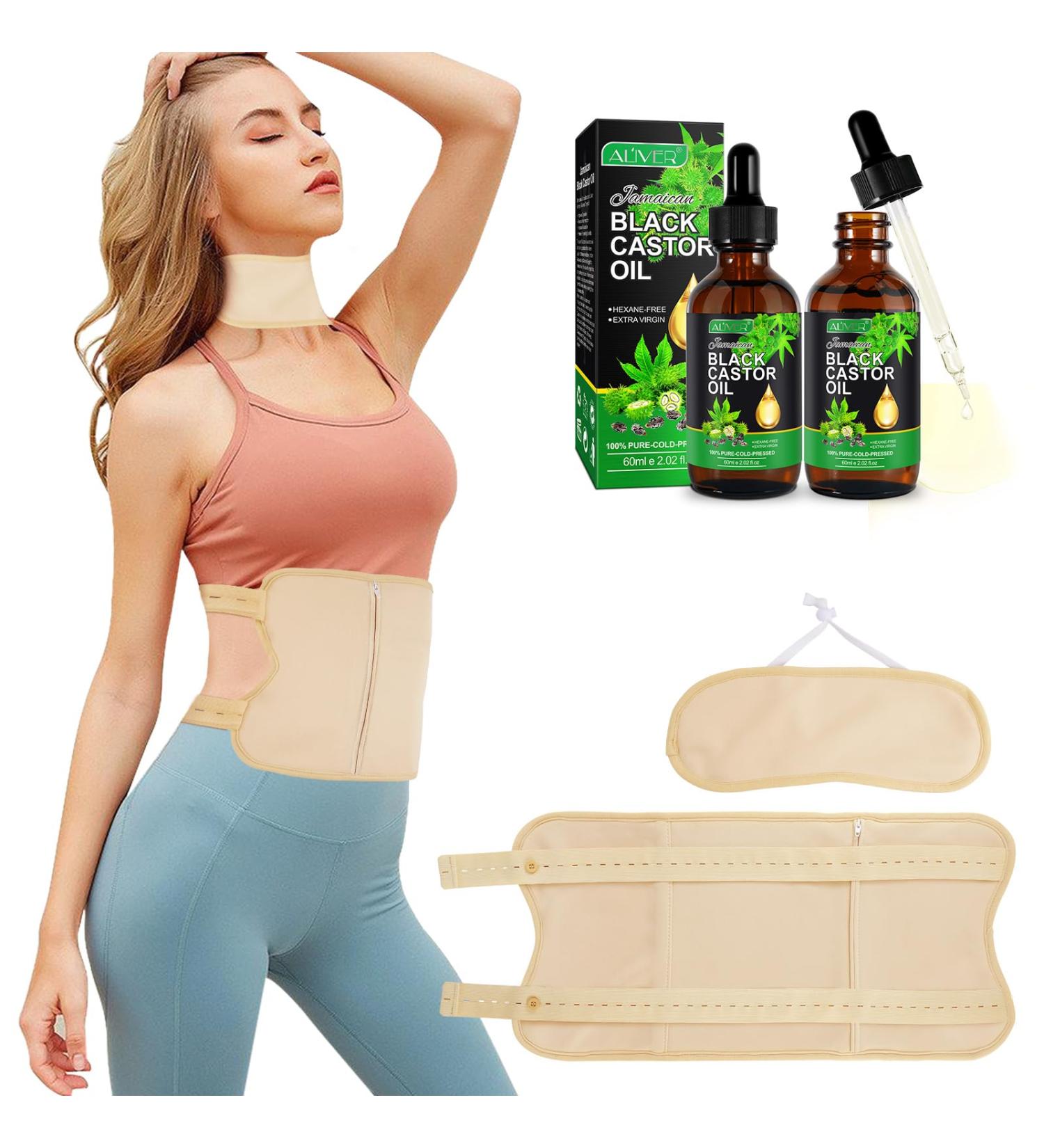 Organic Castor Oil Pack for Liver - Adjustable & Reusable Wrap for Waist & Neck | Thyroid Stomach Relief Deeper Sleep & Stress Reduction - Buy Online on GoSupps.com