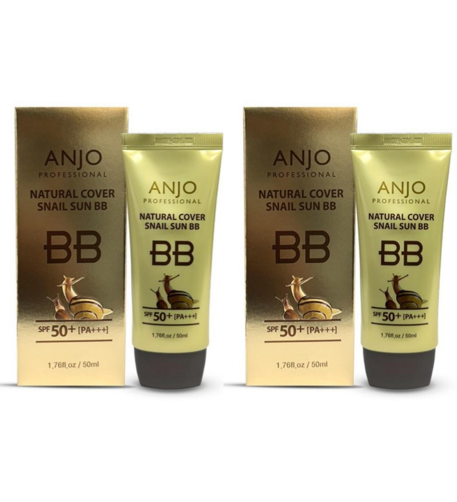 Anjo Snail BB Cream Korean 2 Pack 50ml - Korean BB Cream Professional Skincare - Lightweight, Non-Greasy Mucin Moisturizer - Natural Cover Foundation for Even Skin Tone - Buy Online on GoSupps.com