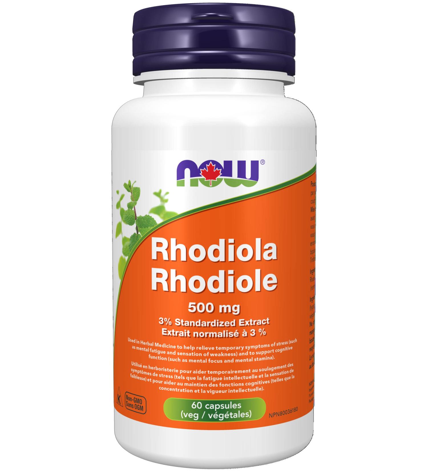 NOW Supplements Rhodiola 500mg Capsules 60 Count - Buy Online on GoSupps.com