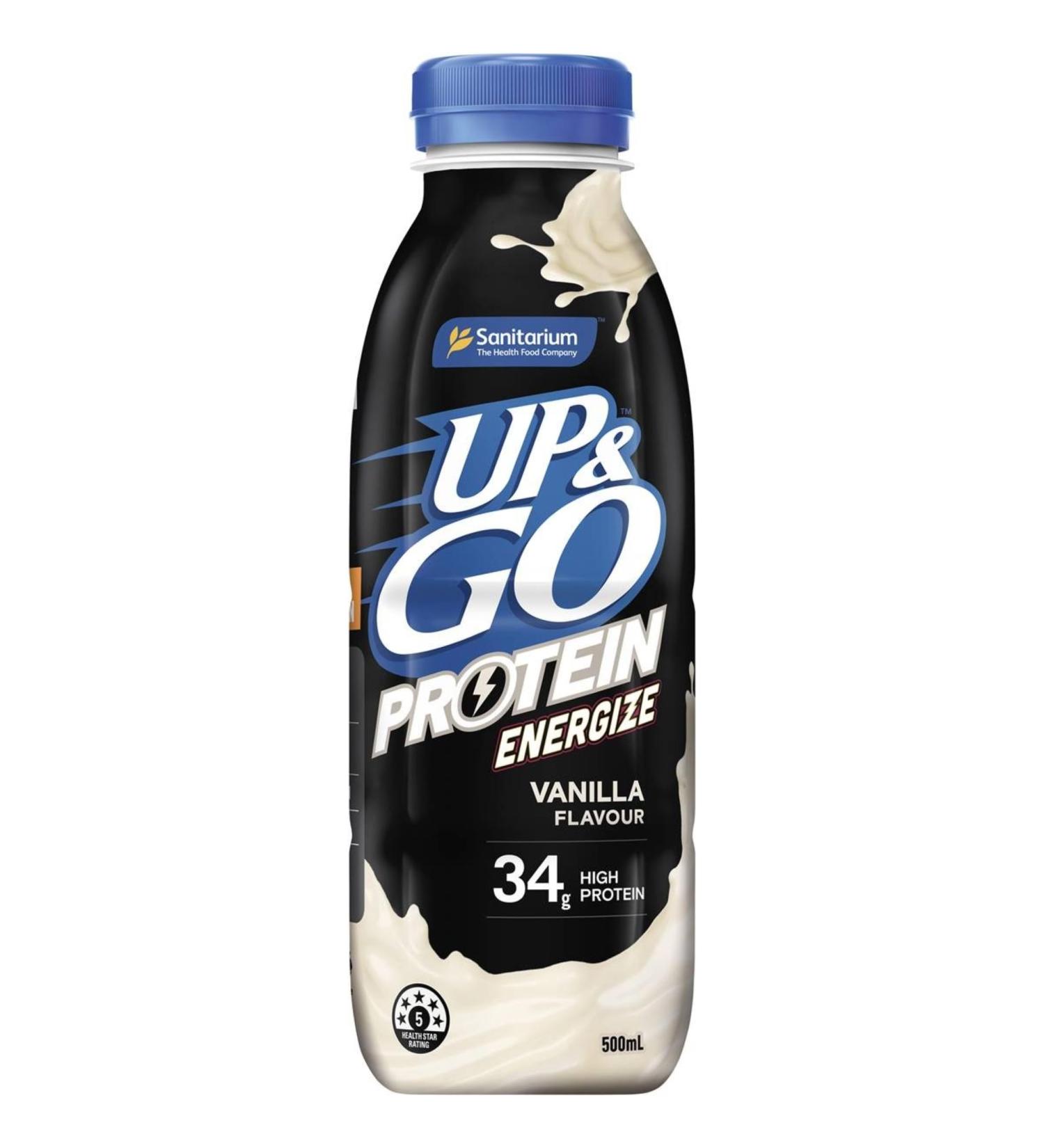 Up & Go Protein Energize Vanilla 500ml x 12 - Buy Online on GoSupps.com