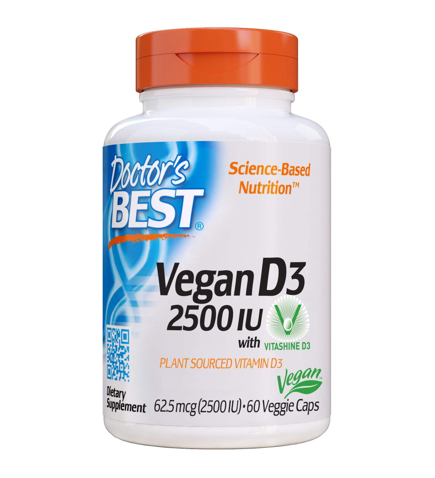 Shop Doctor's Best Vegan D3 2500 IU with Vitashine - 60 Veggie Caps - Buy Online on GoSupps.com
