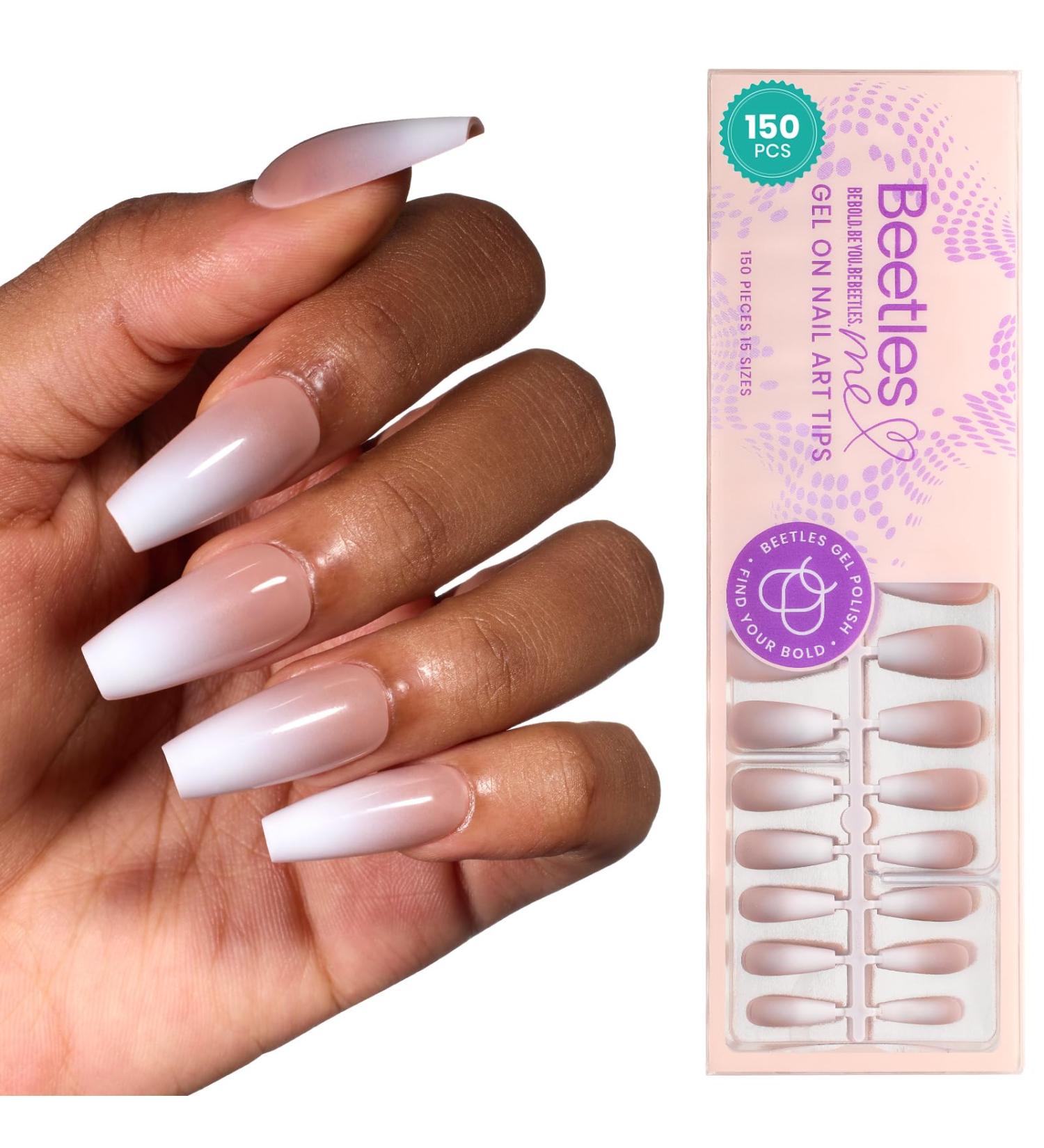 Beetles Press on Nails - 150 PCS Ombre Gel Nail Tips in Rosy Brown | Medium Coffin Style with Pre-applied Primer & Base Coat | Perfect DIY Gift for Women - Buy Online on GoSupps.com