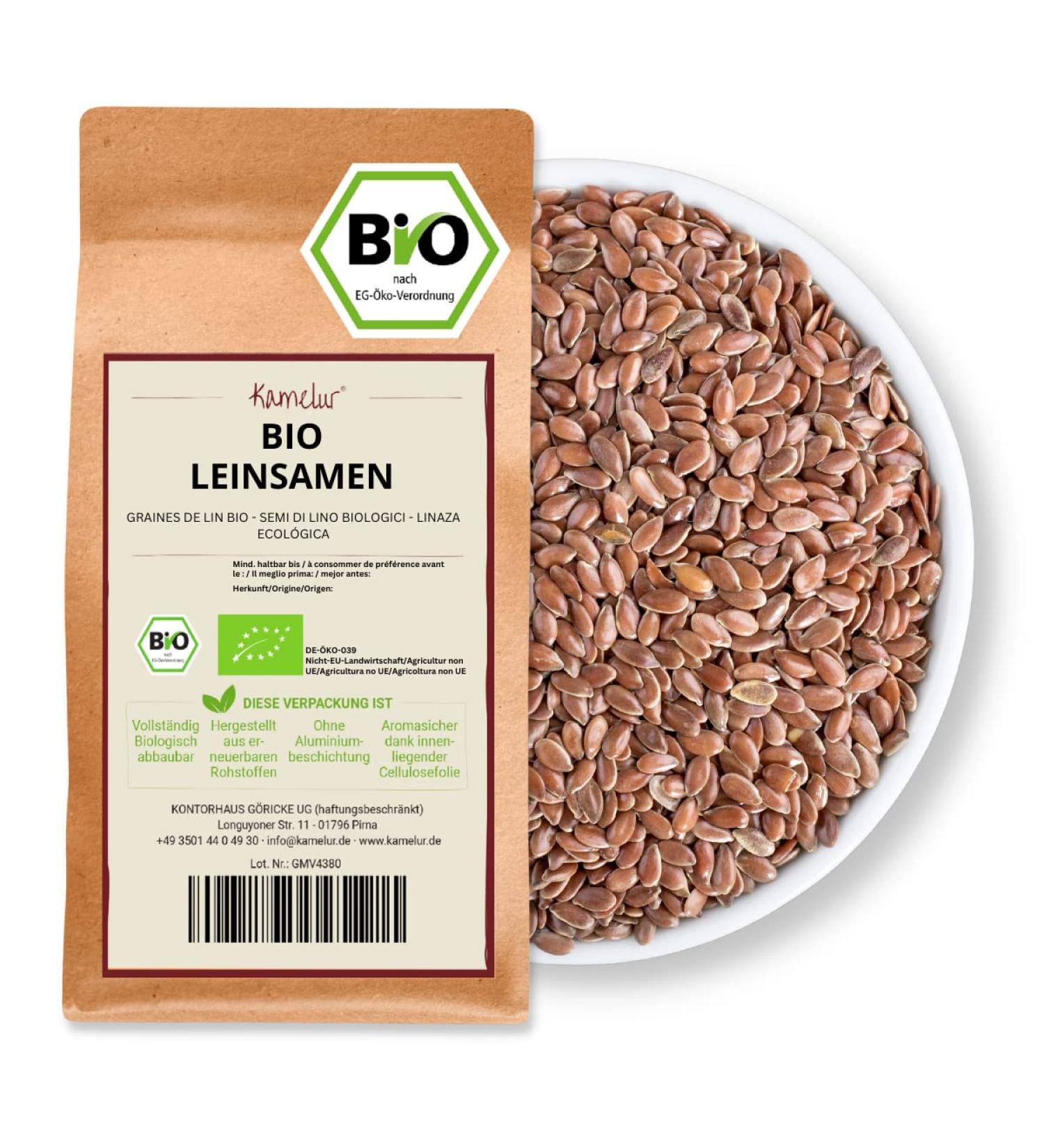 500g organic whole flax seeds - organic brown flax seeds without additives - flax seeds in biodegradable packaging - Buy Online on GoSupps.com