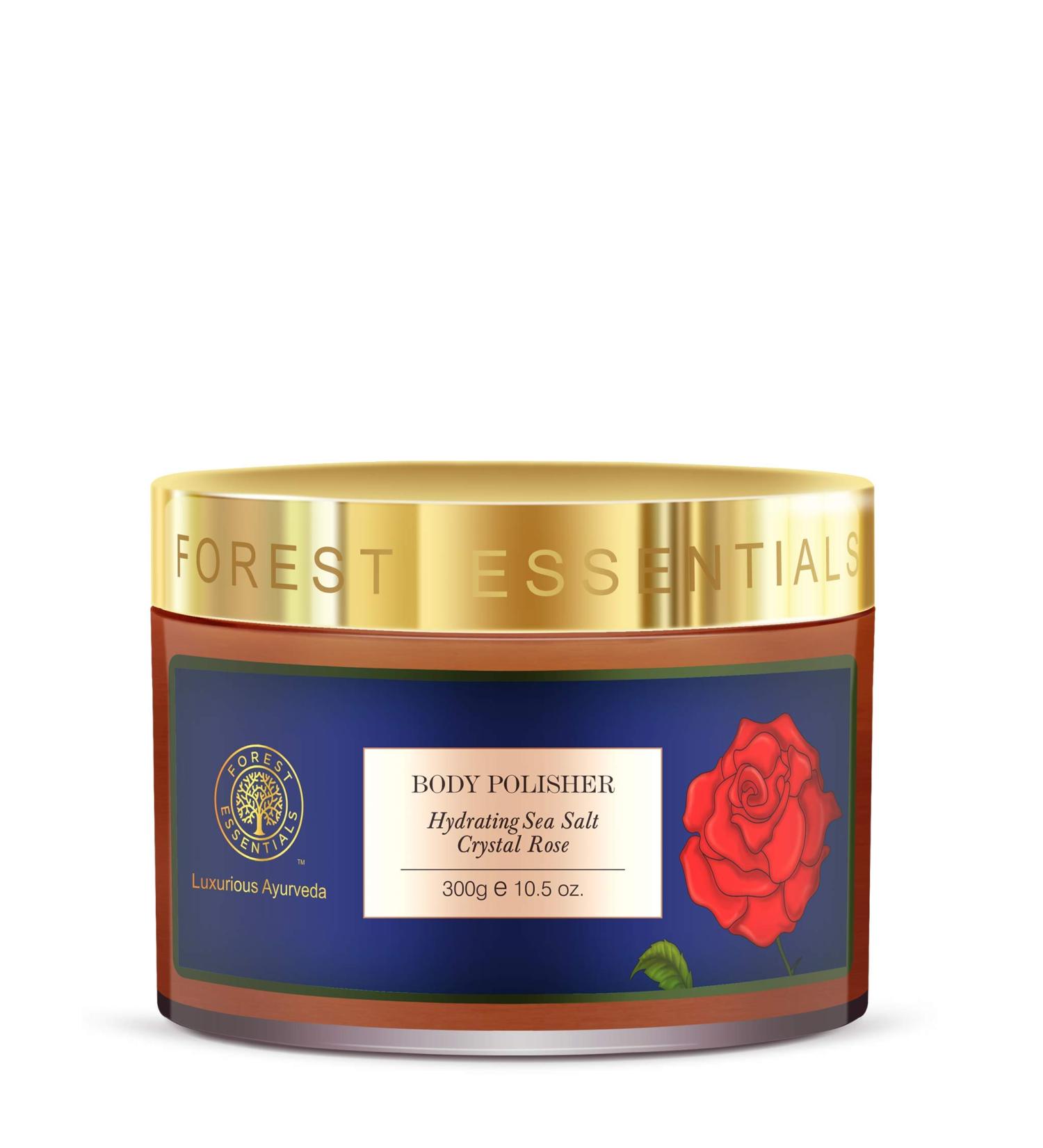 Forest Essentials Hydrating Sea Salt Crystal Rose Body Polisher 300g - Buy Online on GoSupps.com