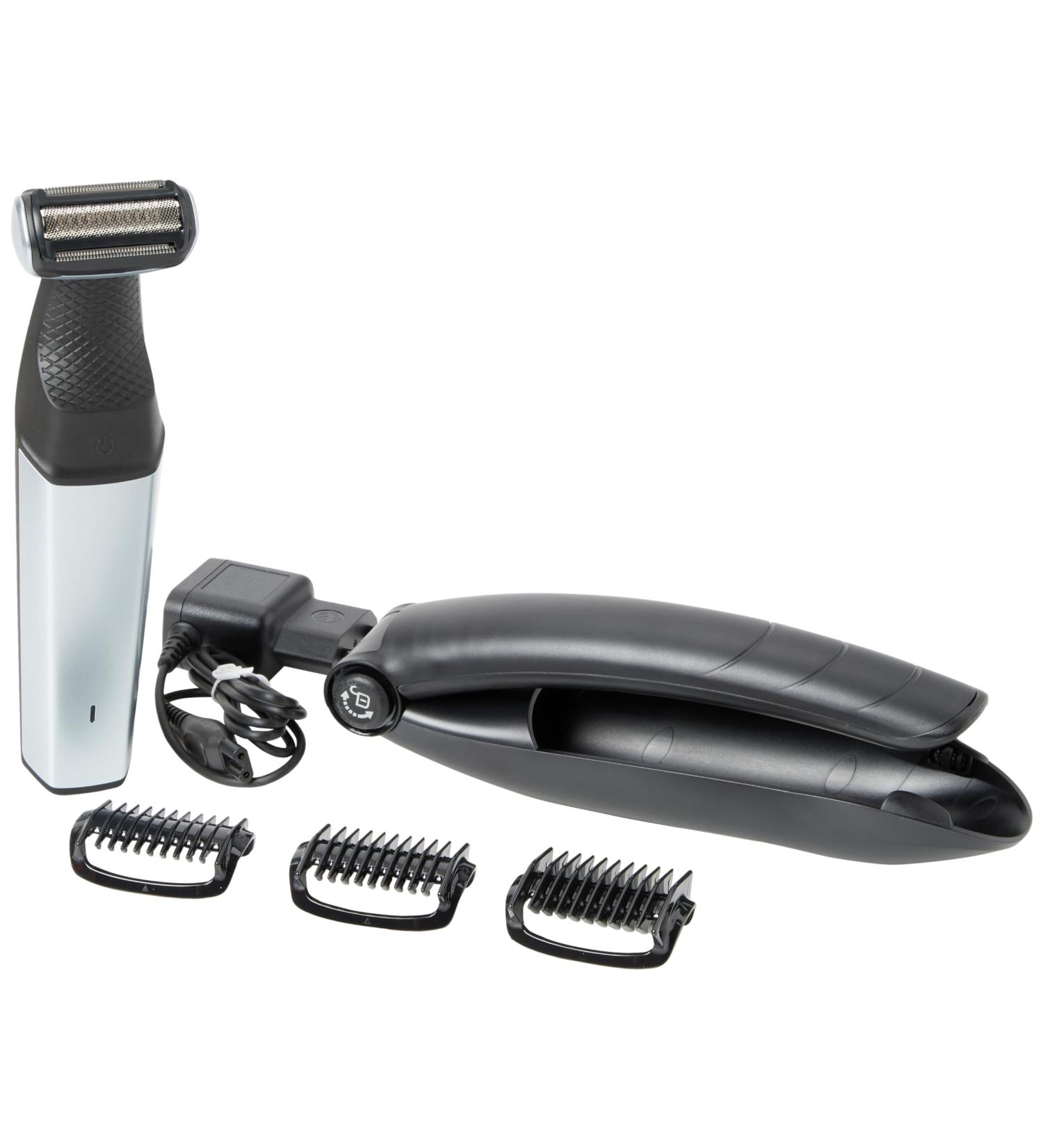 Philips BG5020/15 Bodygroom Series 5000 with Back Hair Removal Attachment and 3 Comb Attachments for Trimming Black/Silver Single - Buy Online on GoSupps.com