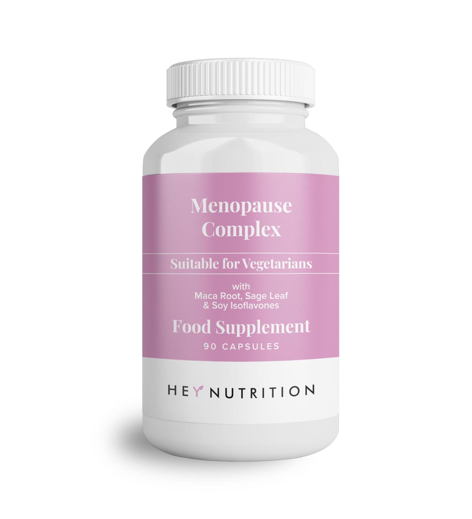 Hey Nutrition Menopause Complex Supplement - 2000mg Maca Root, Sage Leaf & Soy Isoflavones - Hormone Regulation, Heart Health, and Collagen Formation - 90 Vegan Capsules - Buy Online on GoSupps.com