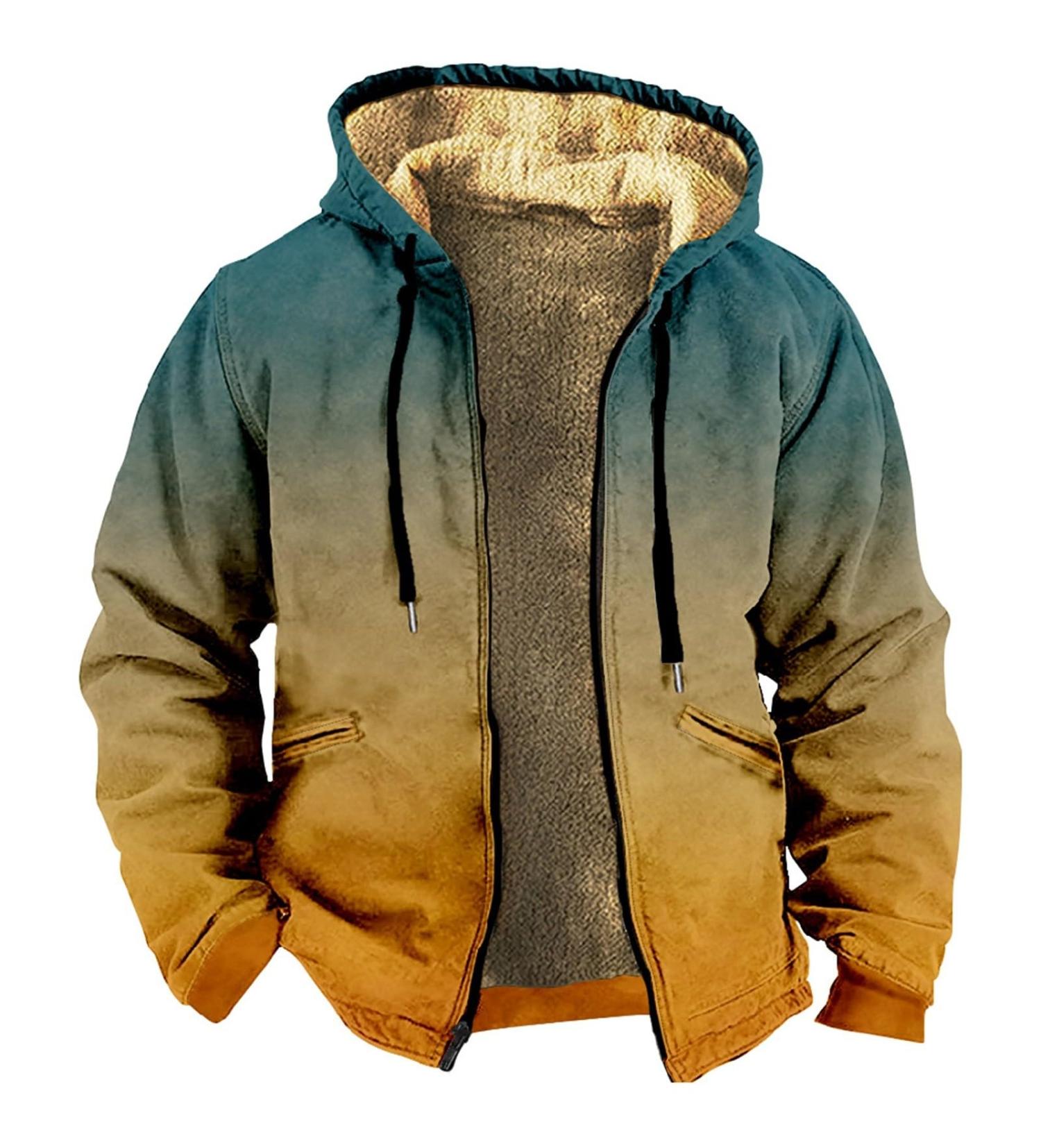 Shop Hanxiulin Oversized Fleece Jacket for Men | Plush Hoodie & Warm Bomber Coat | Winter Outerwear in XL Orange - Buy Online on GoSupps.com