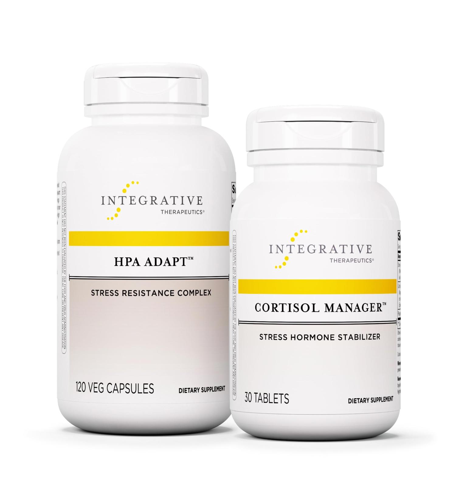 Integrative Therapeutics Bundle with Cortisol Manager 30 Tablets - Stress Support Supplement with Ashwagandha* - & HPA Adapt 120 Vegan Capsules - Support a Healthy Stress Response wit - Buy Online on GoSupps.com