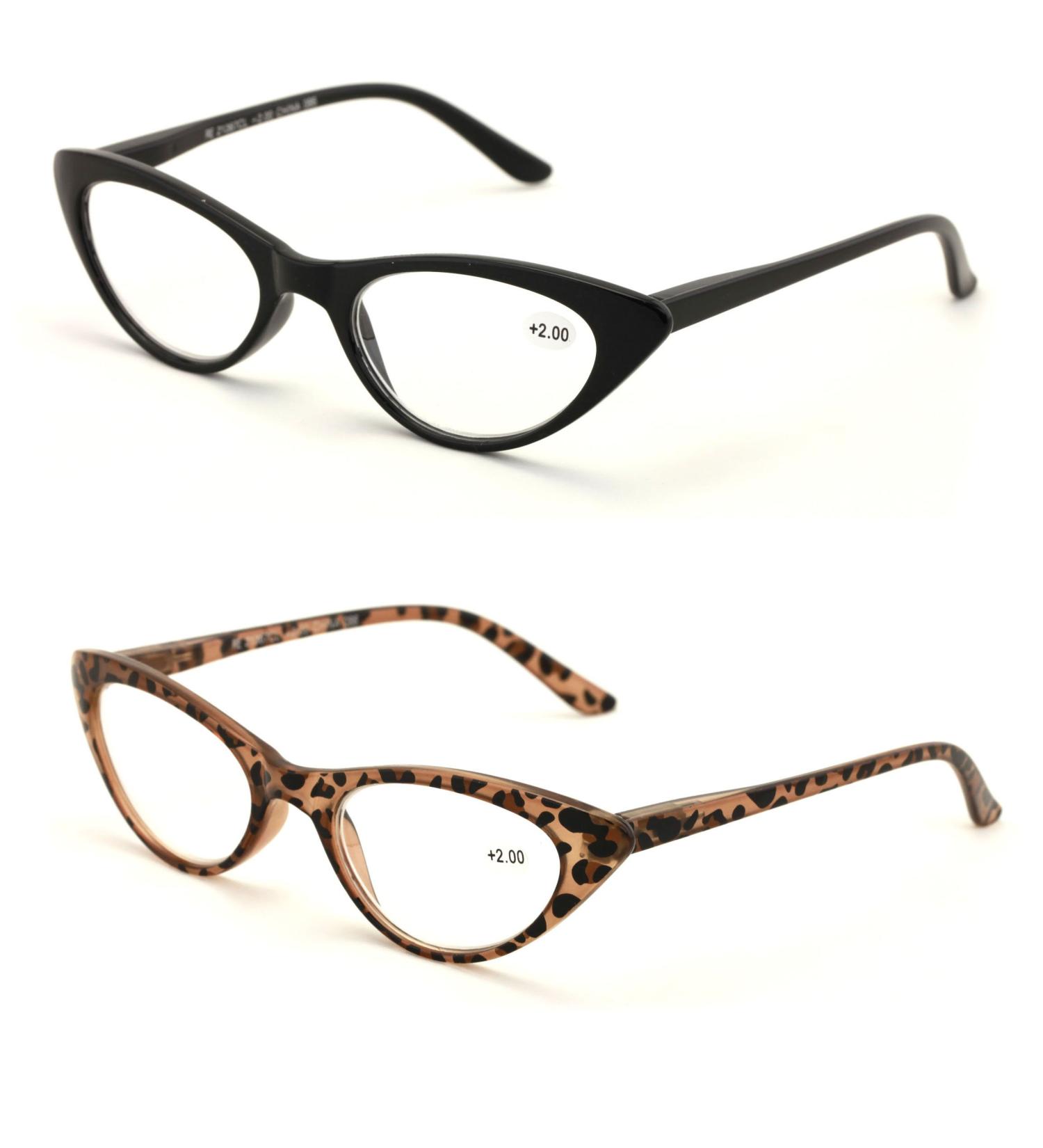 V.W.E. Deluxe Female Cateye Vintage Reading Glasses - 2 Pairs (Black & Tortoise 2.5x) - Stylish Readers for Women | International Shipping - Buy Online on GoSupps.com