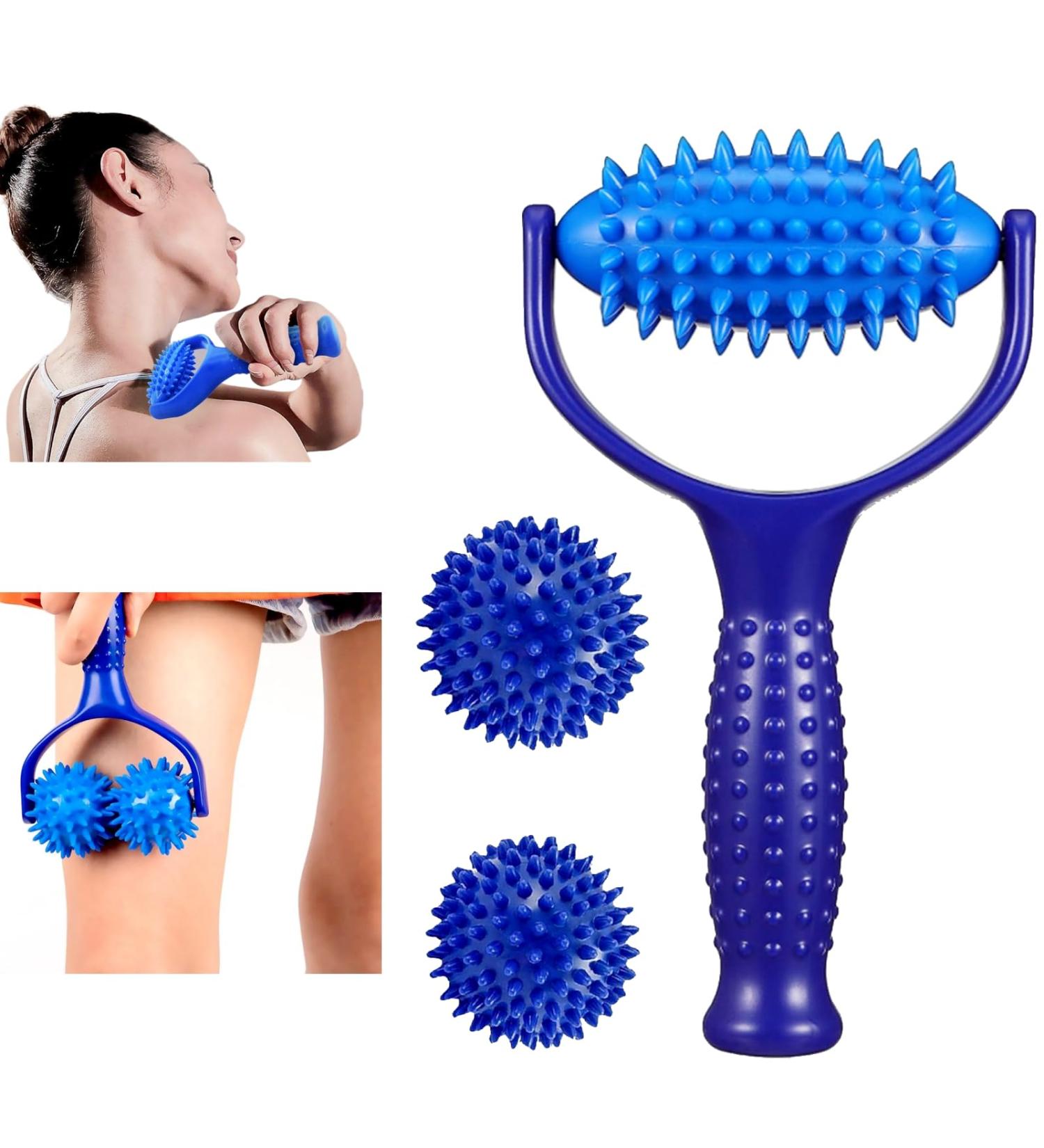 Wavata 3-Piece Massage Ball Set | Ergonomic Massage Roller with Knobs | Foot & Back Pain Relief | Deep Tissue Muscle Massage for Legs Arms & Shoulders (Blue) - Buy Online on GoSupps.com