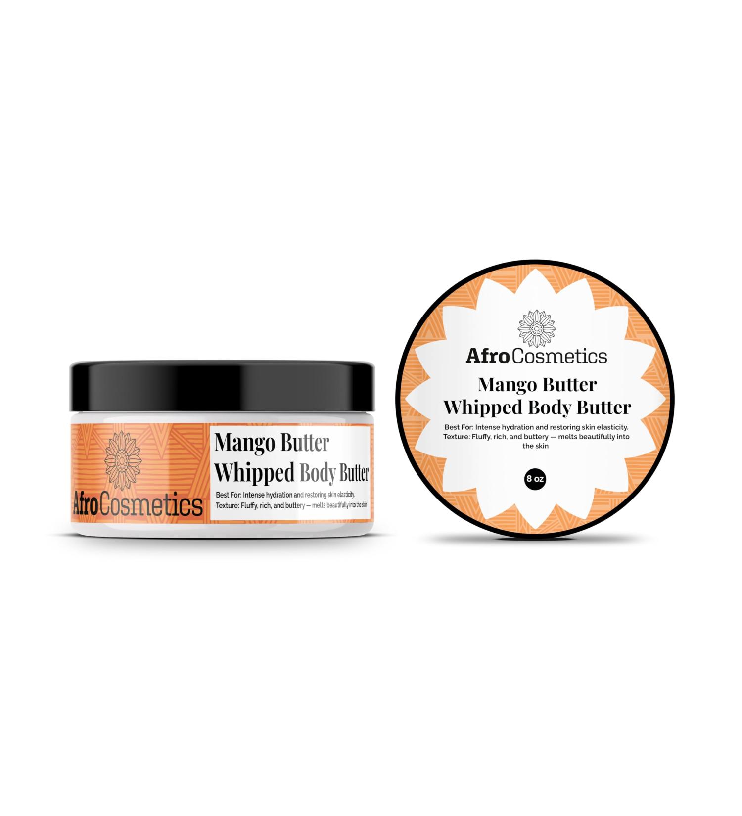 AFROCOSMETICS Mango Butter Whipped Body Butter Hydrates and Nourish the Skin 8 oz