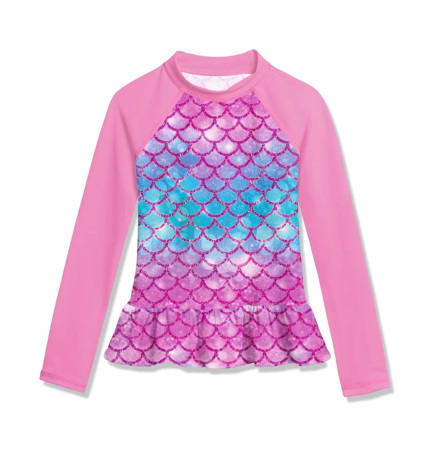 BesserBay Girls UV Shirt - Long Sleeve UPF 50+ Swim Shirt with Ruffle Hem (110-150 130 Violet) - Shop Internationally - Buy Online on GoSupps.com
