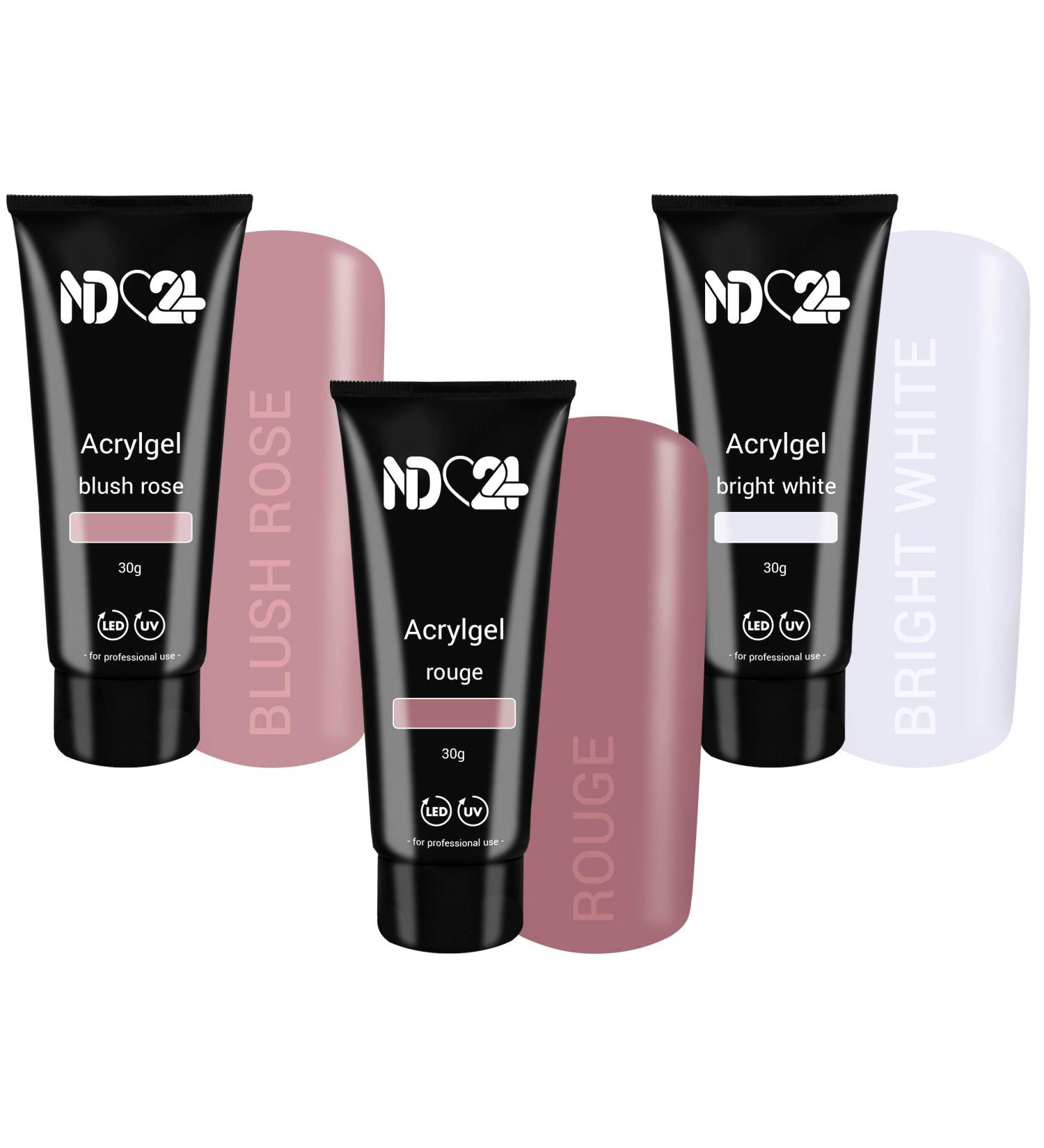 Poly Acrylic Gel Tube Set - Babyboomer Blush Rose Rouge & Bright White (3 x 30g) | International Shipping Available - Buy Online on GoSupps.com