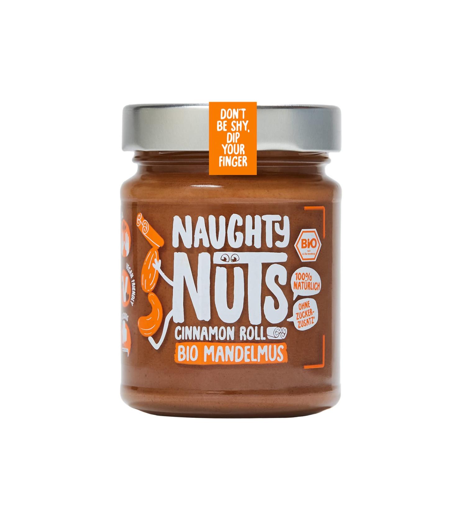Naughty Nuts Bio Mandelmus Cinnamon Roll - 100% Natural & Vegan Almond-Cinnamon Spread | No Palm Oil & Sugar | Perfect Topping for Muesli | 250g - Buy Online on GoSupps.com